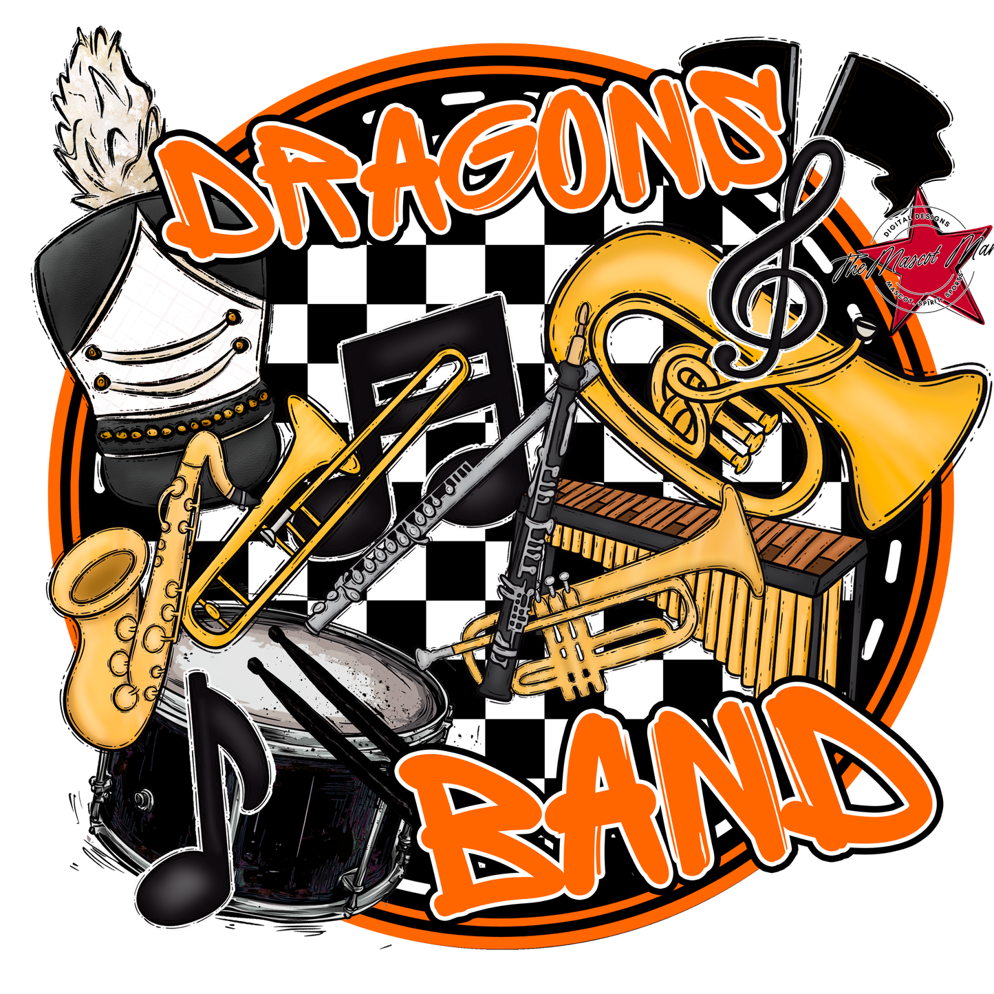 Dragons Circle Band Design-Orange