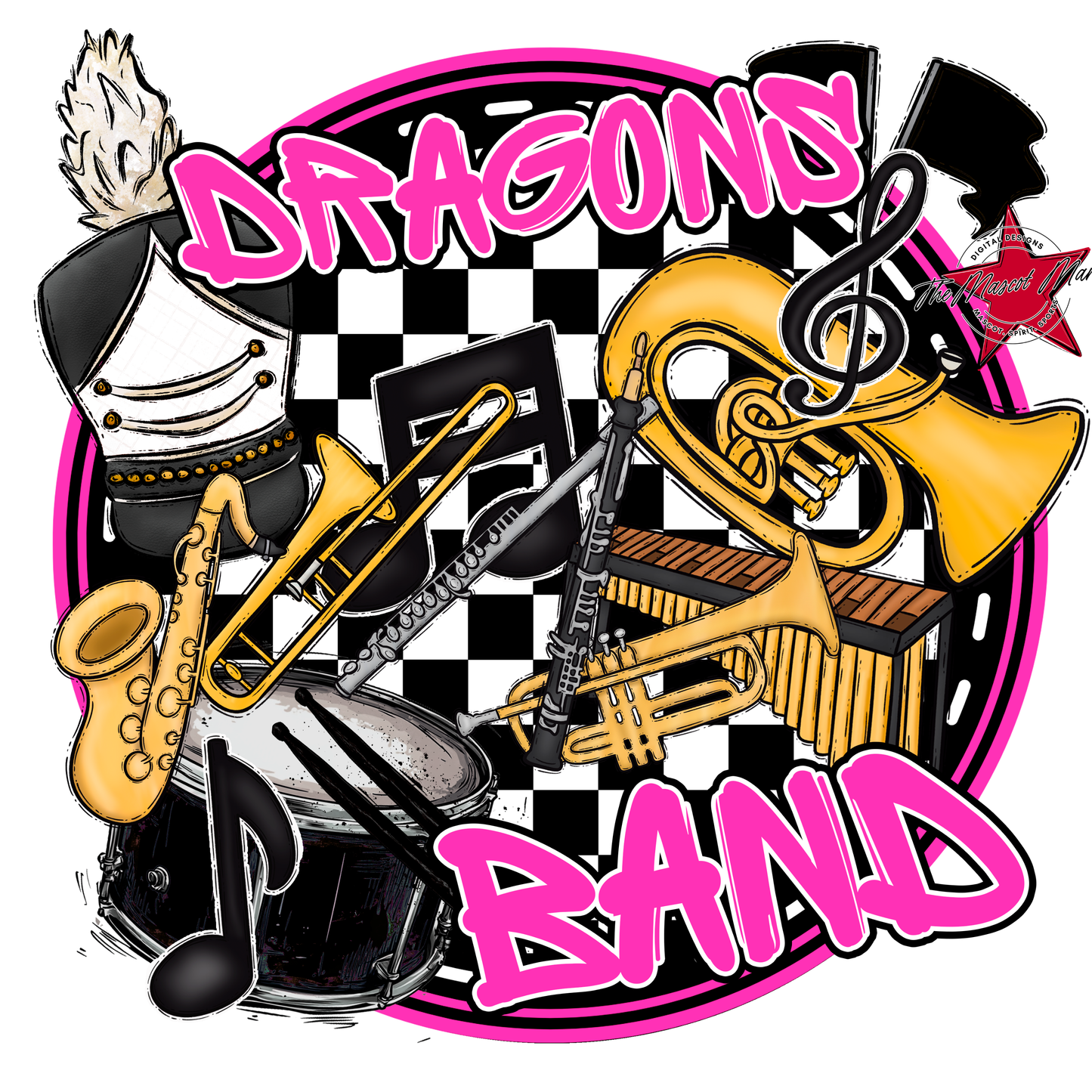Dragons Circle Band Design-Pink