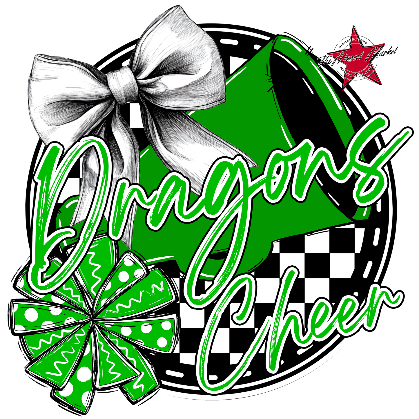 Dragons Circle Cheer Design-Bright Green