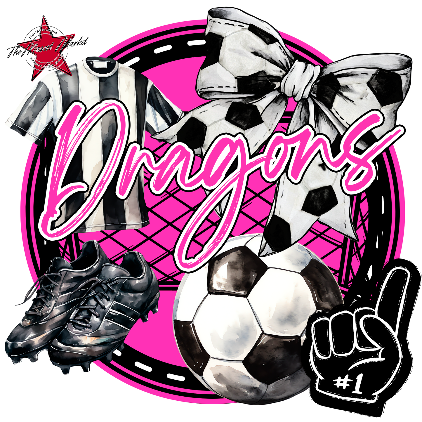 Dragons Circle Soccer Design-Pink