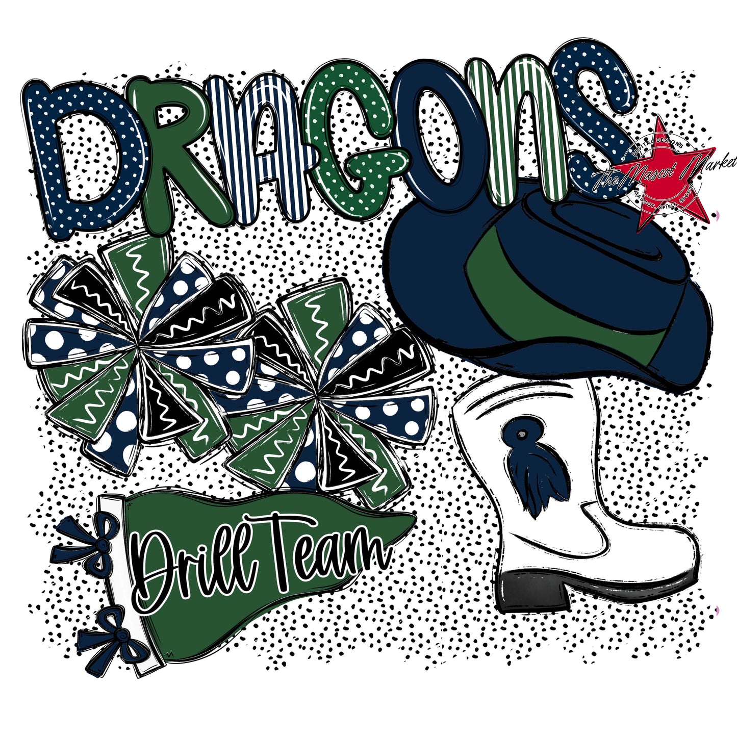Dragons Drillteam Spirit-Navy & Green