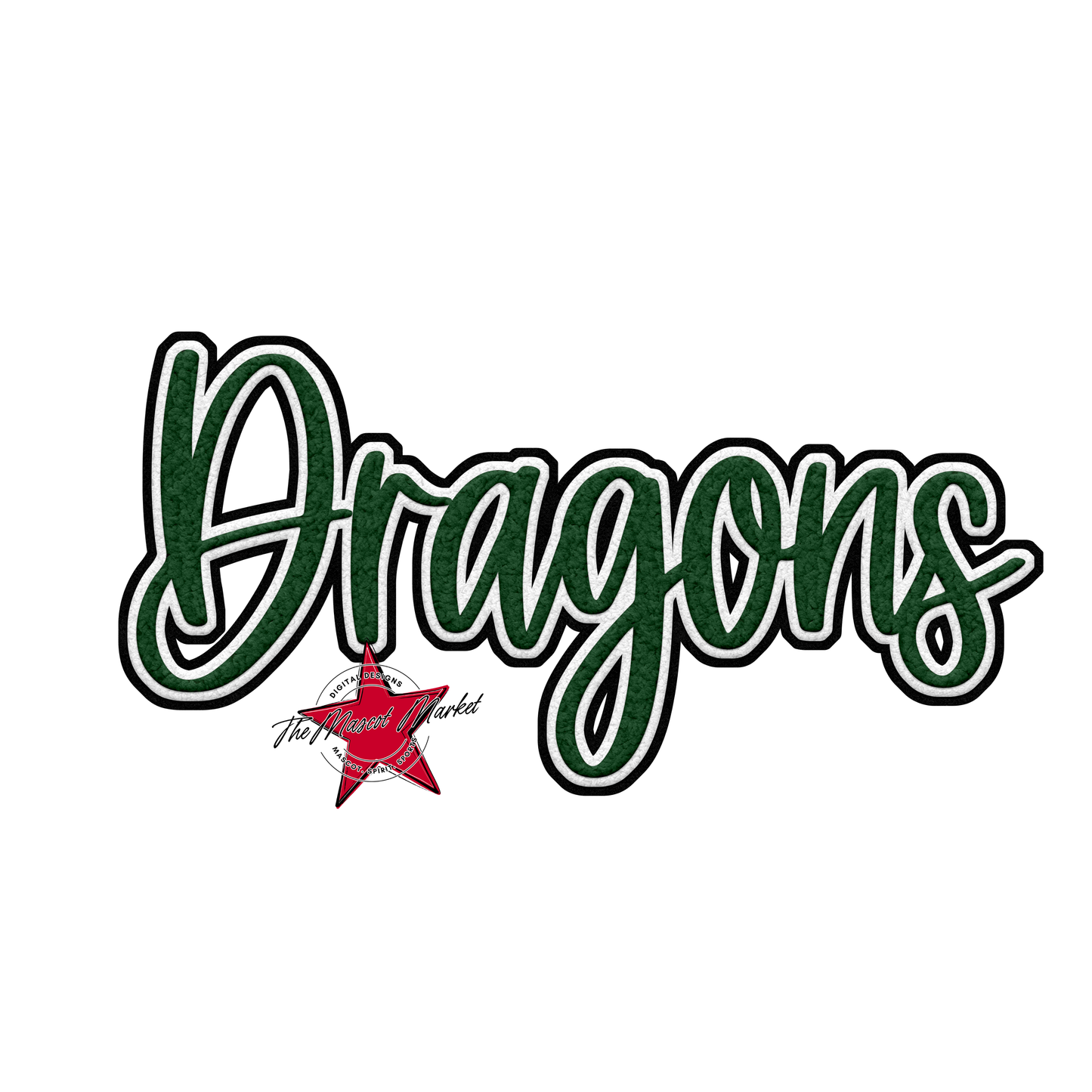 Dragons Faux Chenille Patch-Green