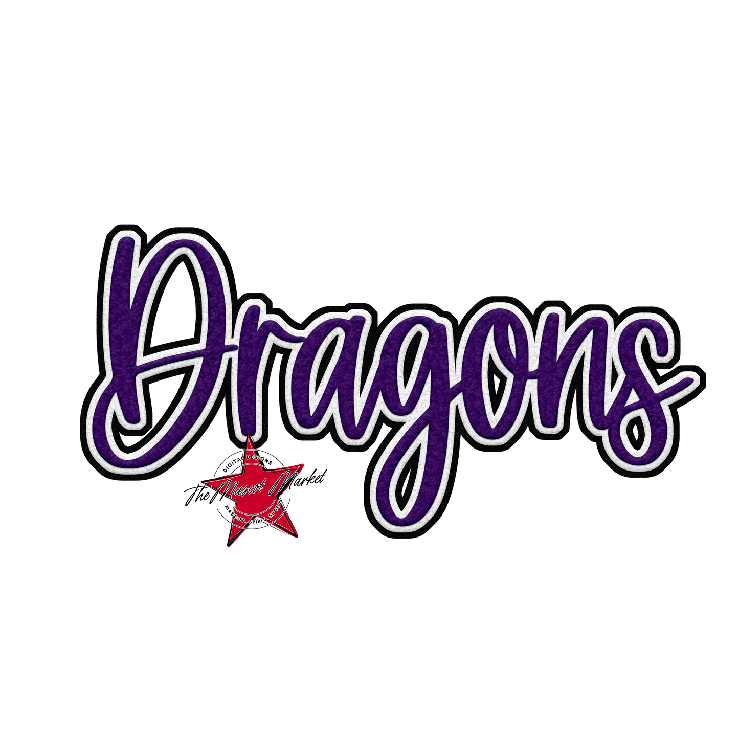 Dragons Faux Chenille Patch-Purple