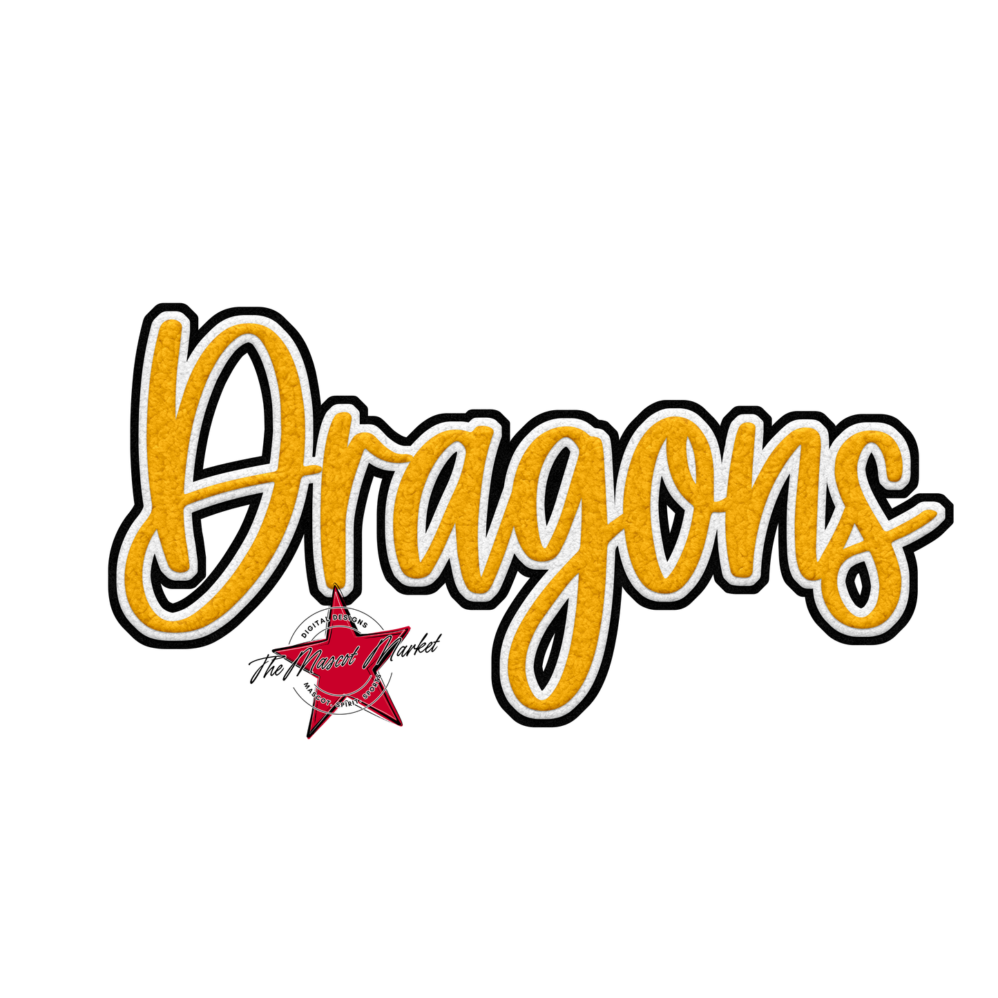 Dragons Faux Chenille Patch-Yellow