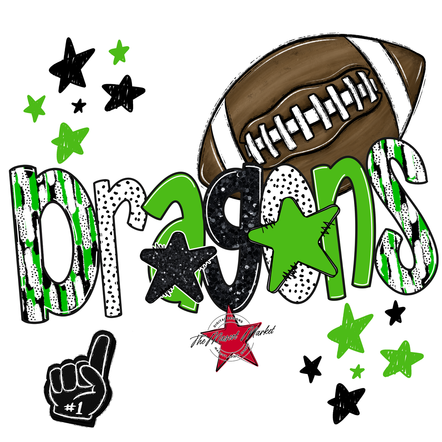 Dragons Football Scrape-Bright Green