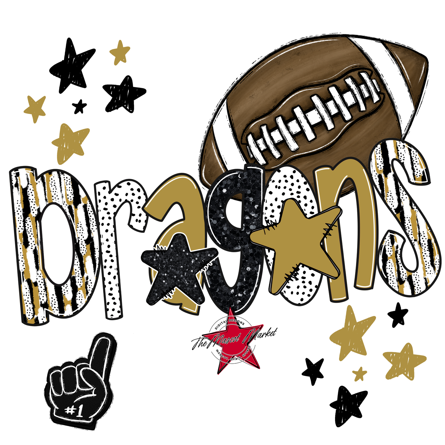 Dragons Football Scrape-Gold