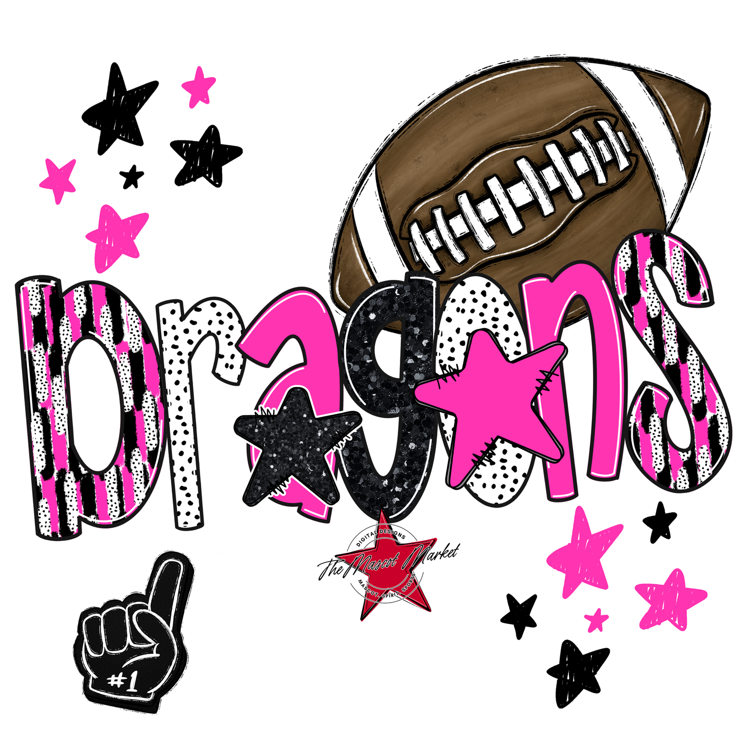 Dragons Football Scrape-Pink