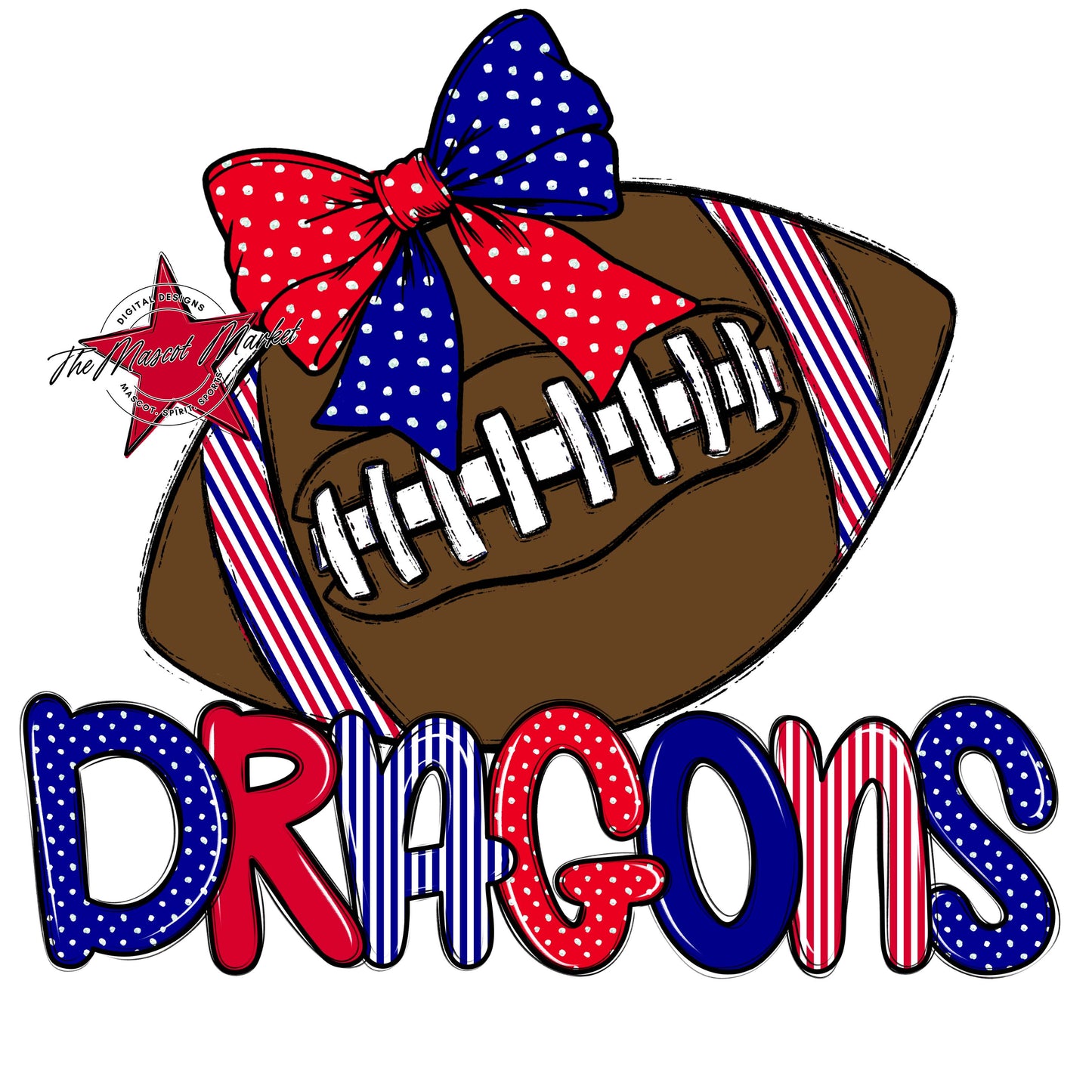Dragons Football Spirit Design-Blue & Red