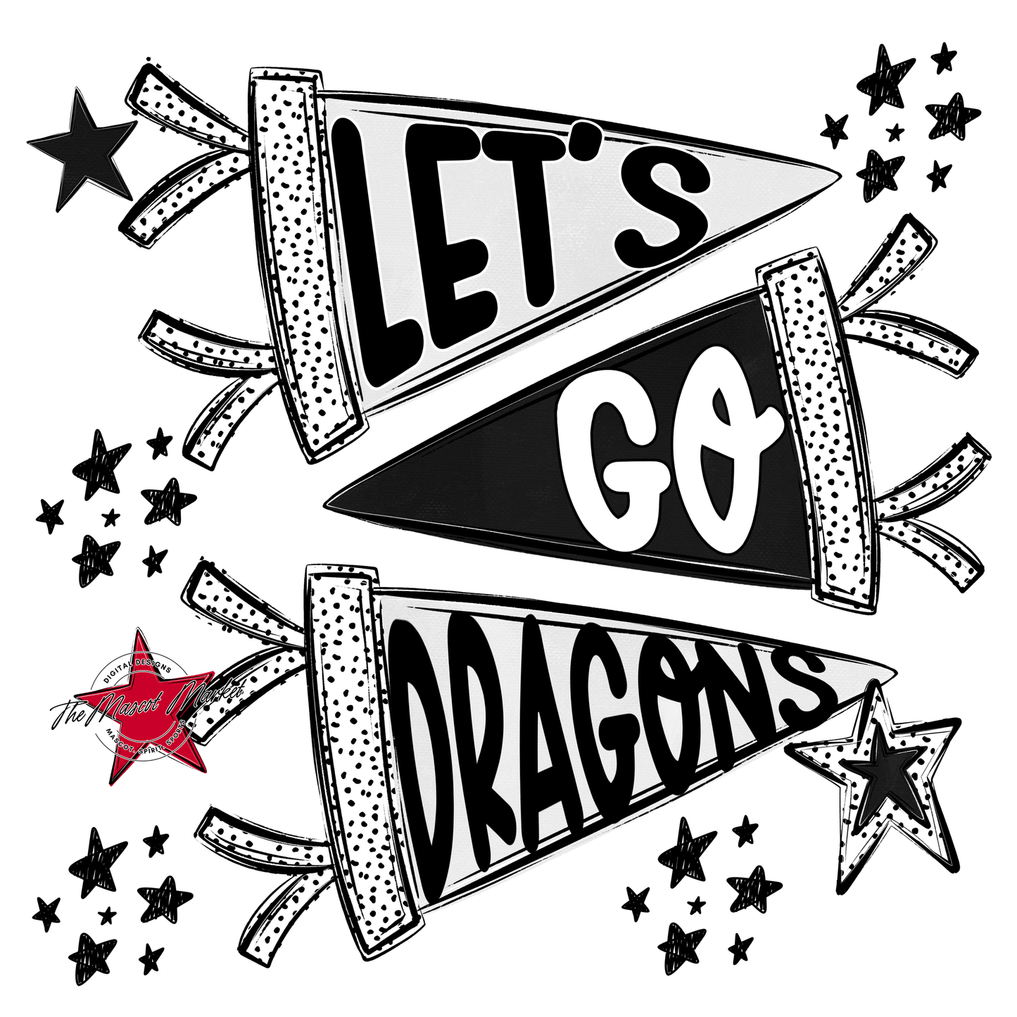 Dragons Let's Go Flag Design-Black