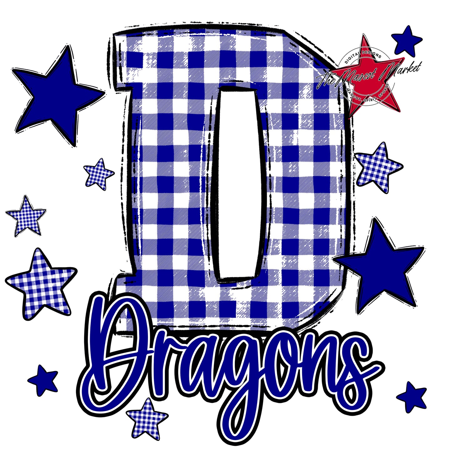 Dragons Plaid Star Design-Blue
