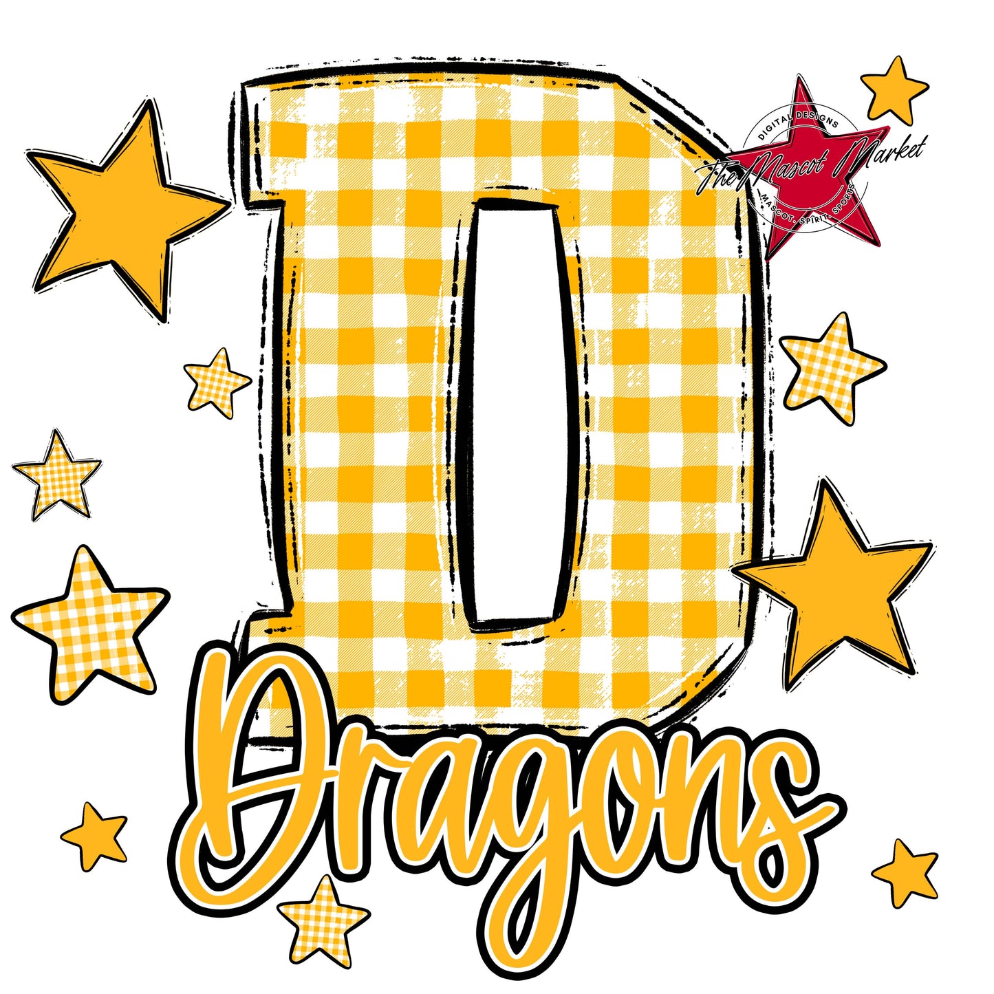 Dragons Plaid Star Design-Yellow