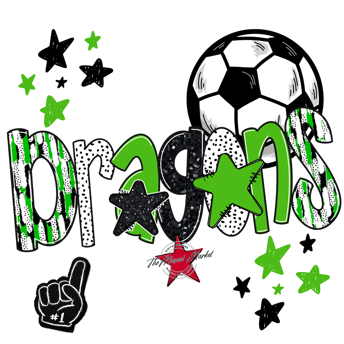 Dragons Soccer Scrape-Bright Green