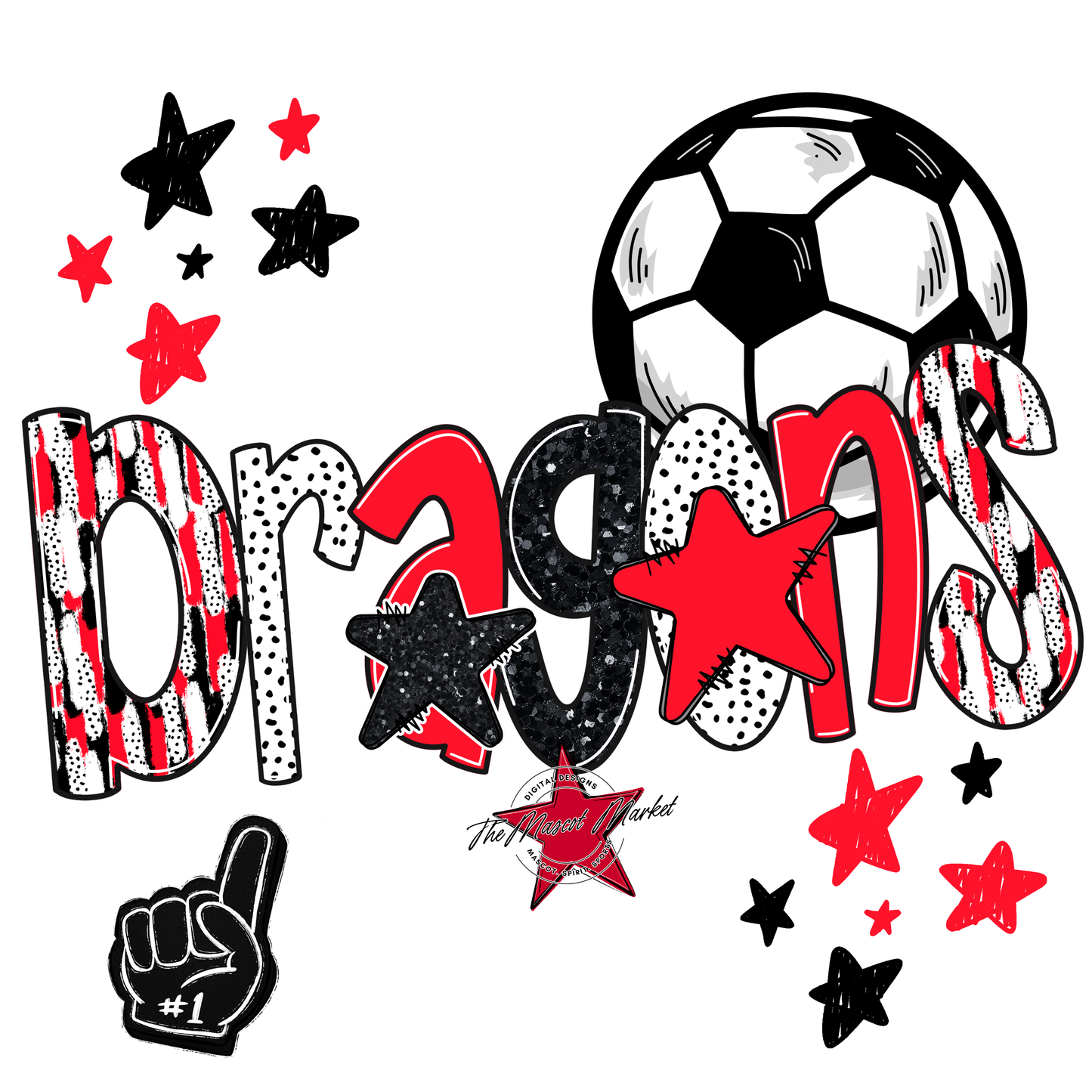 Dragons Soccer Scrape-Bright Red
