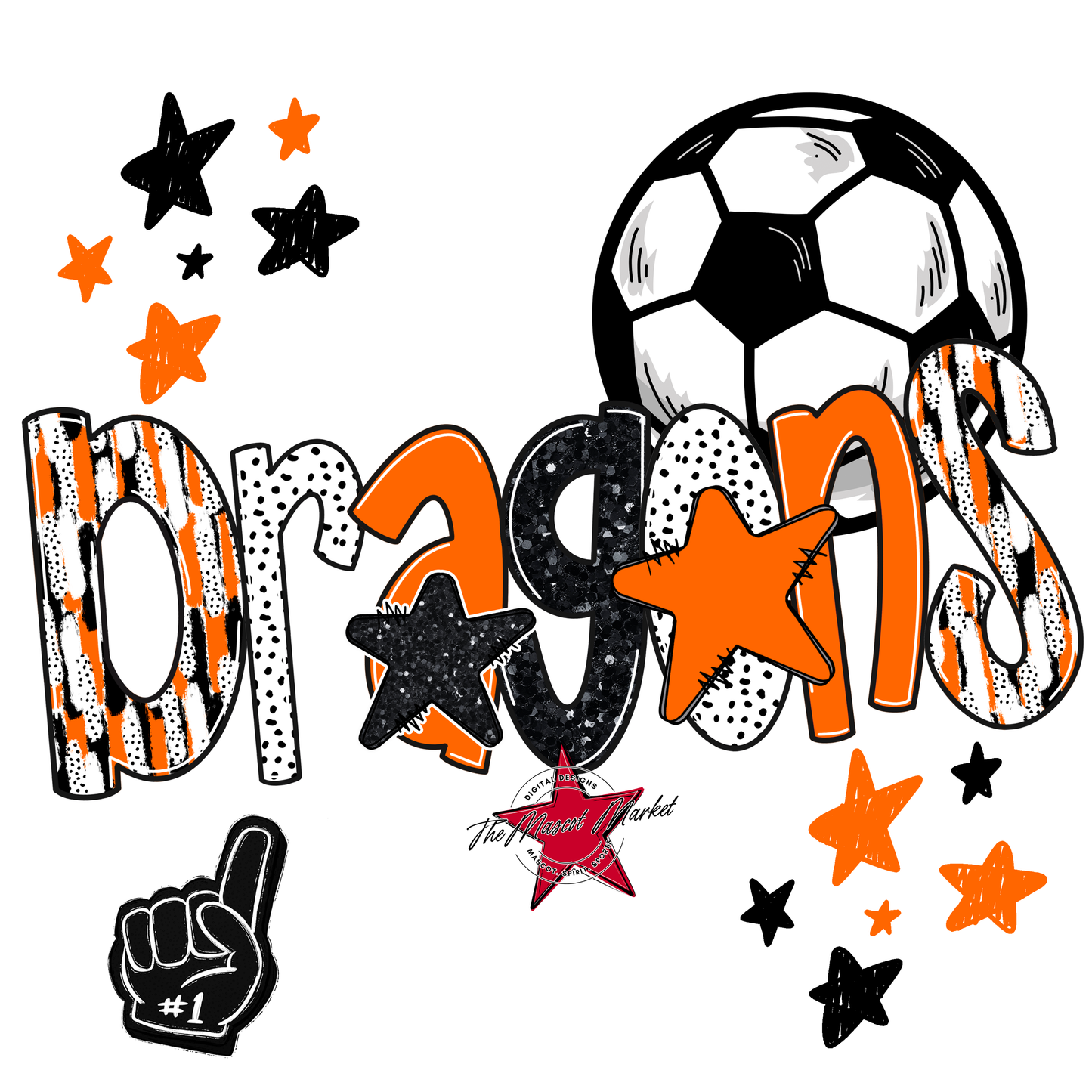 Dragons Soccer Scrape-Orange