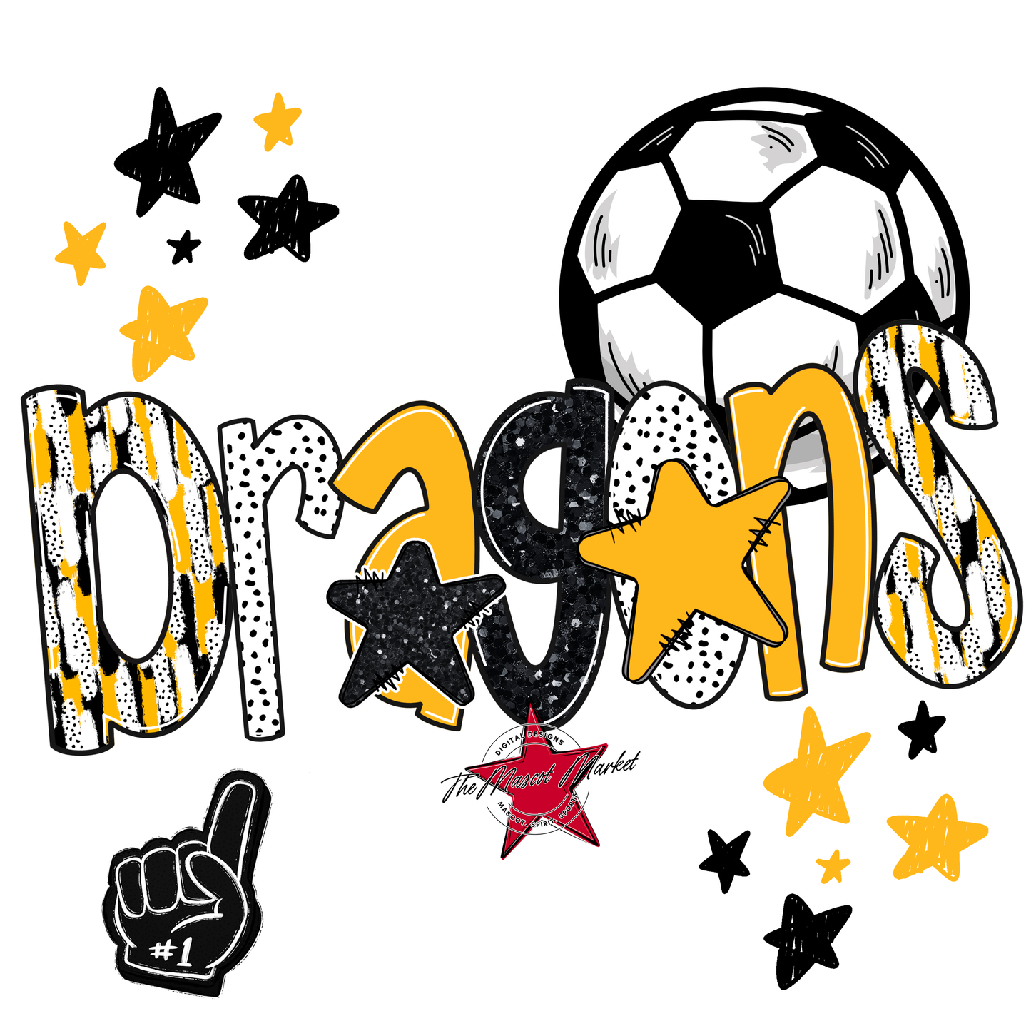 Dragons Soccer Scrape-Yellow