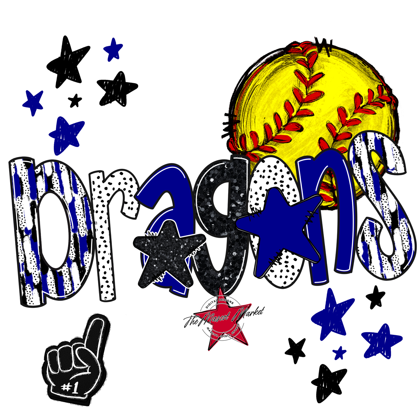 Dragons Softball Scrape-Blue