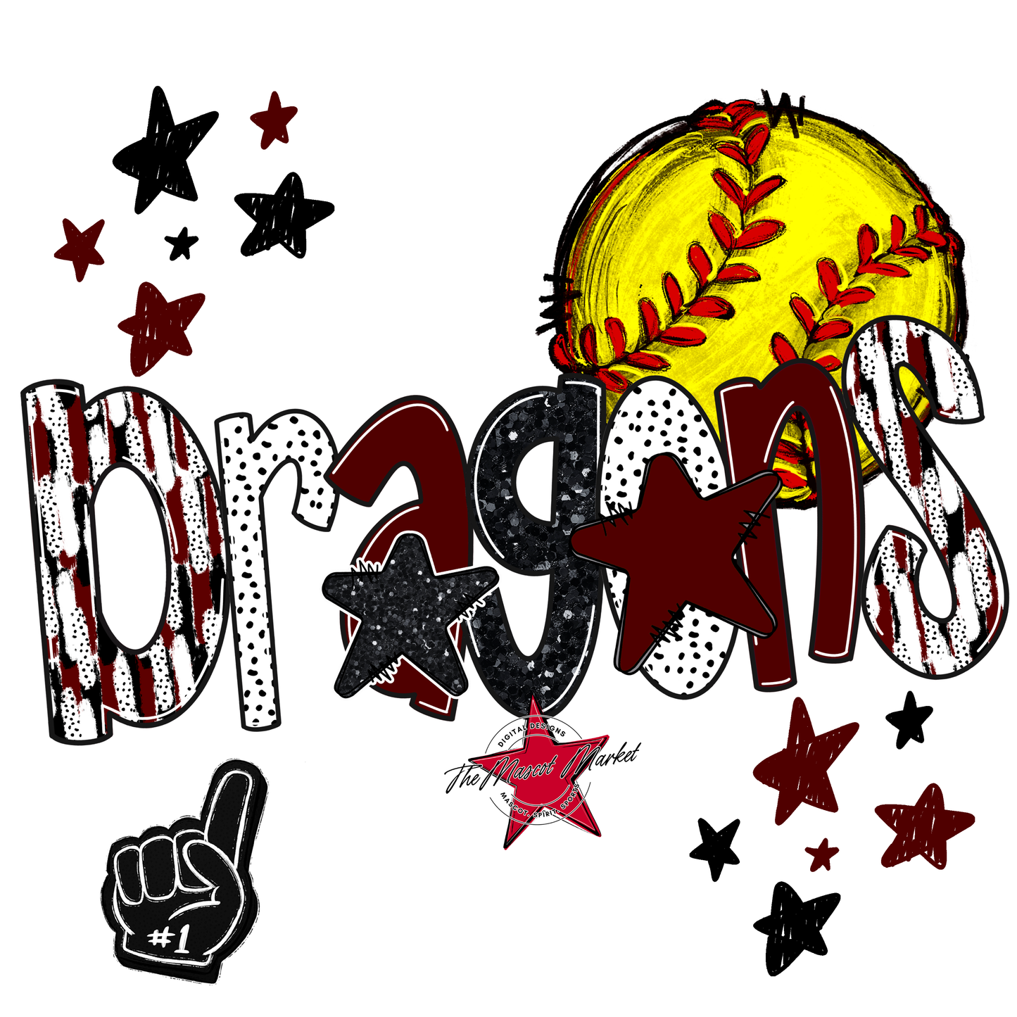 Dragons Softball Scrape-Maroon