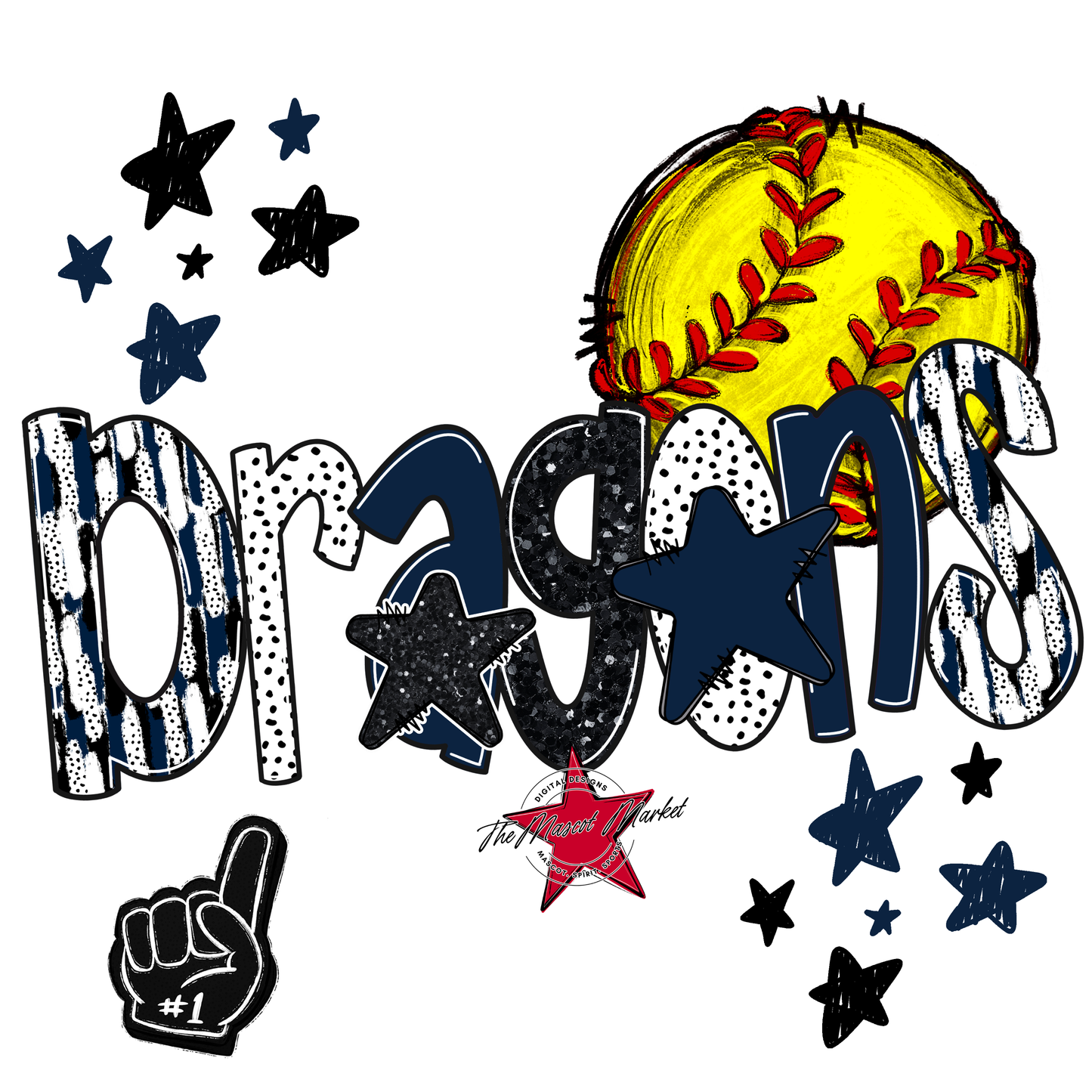 Dragons Softball Scrape-Navy