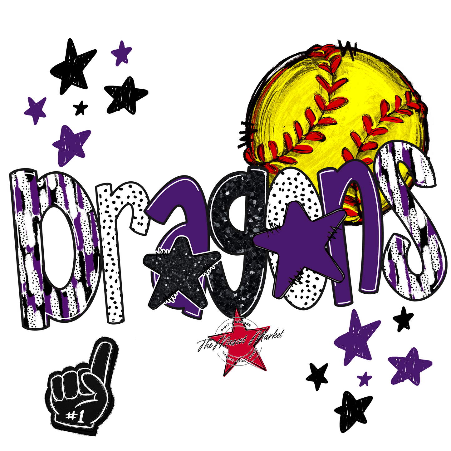 Dragons Softball Scrape-Purple