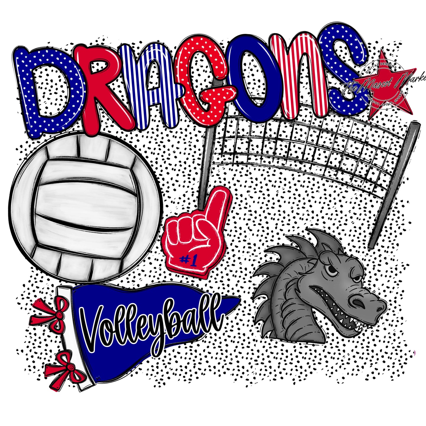 Dragons Volleyball Spirit-Blue & Red