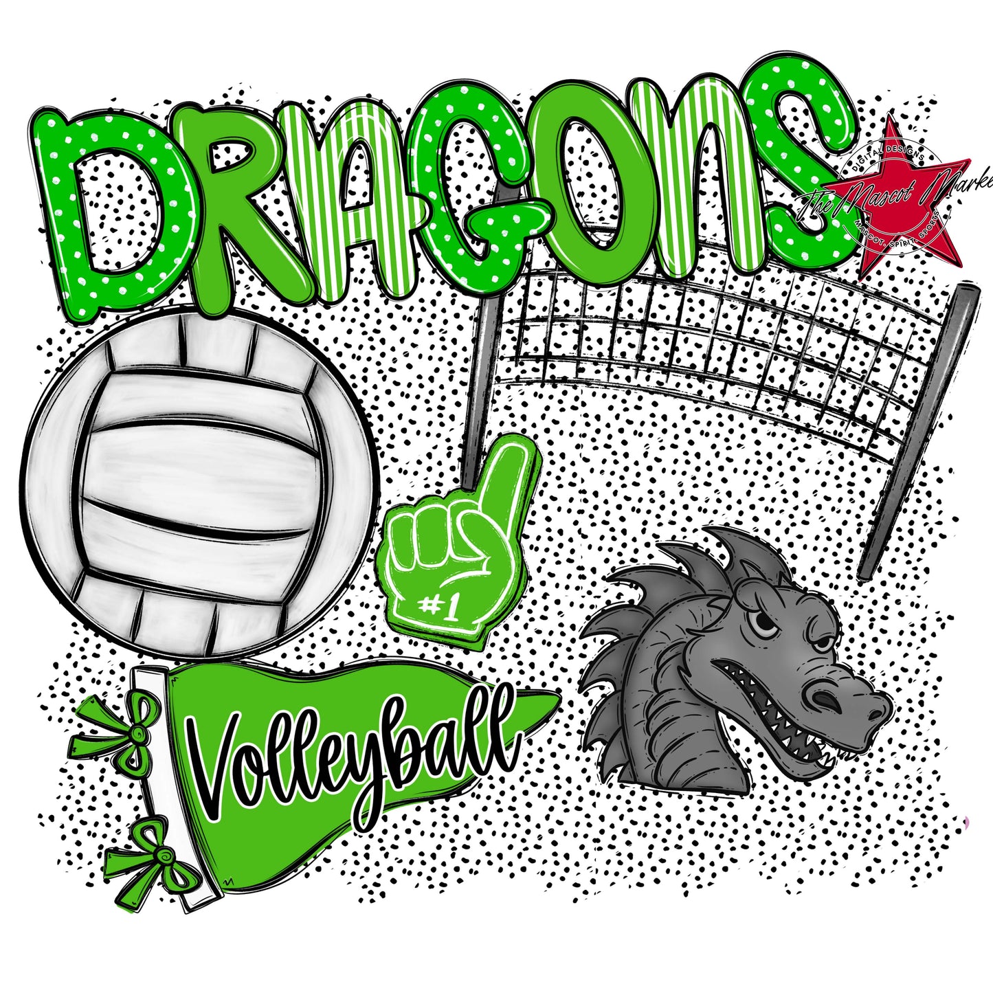 Dragons Volleyball Spirit-Bright Green