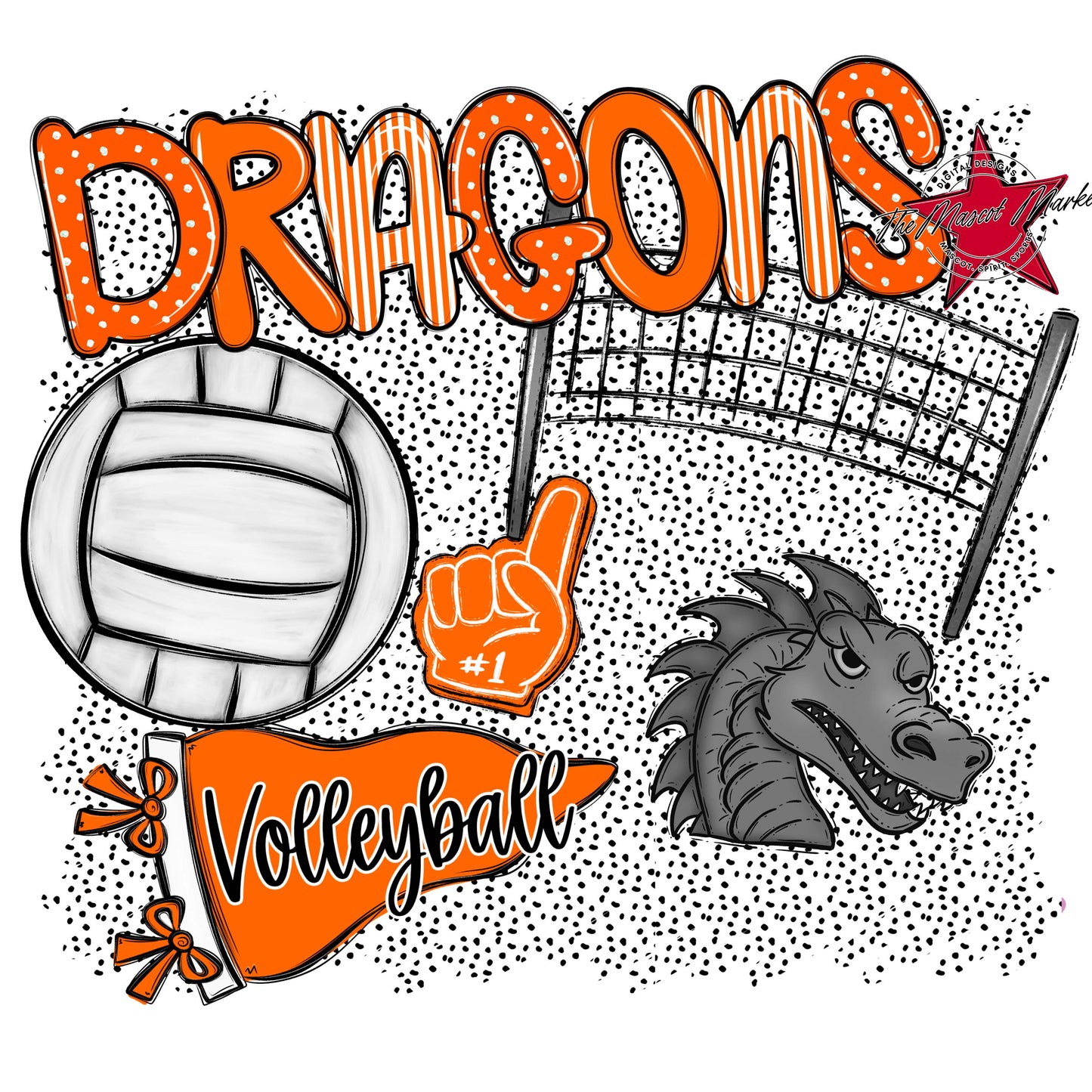 Dragons Volleyball Spirit-Orange