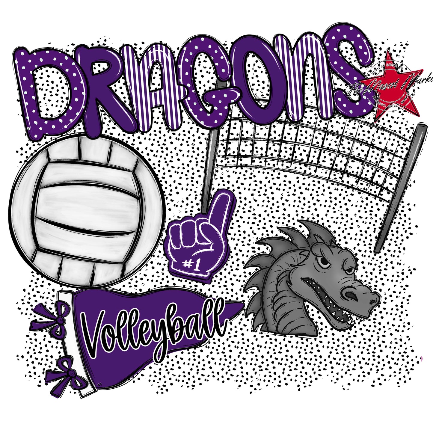Dragons Volleyball Spirit-Purple
