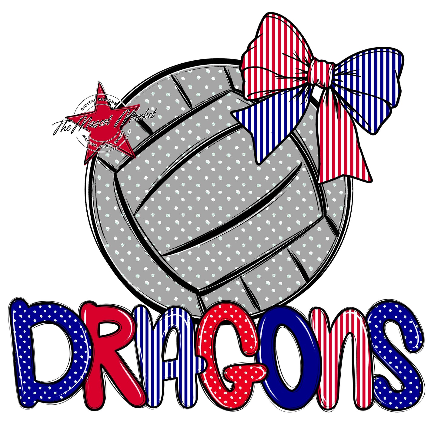 Dragons Volleyball Spirit Design-Blue & Red