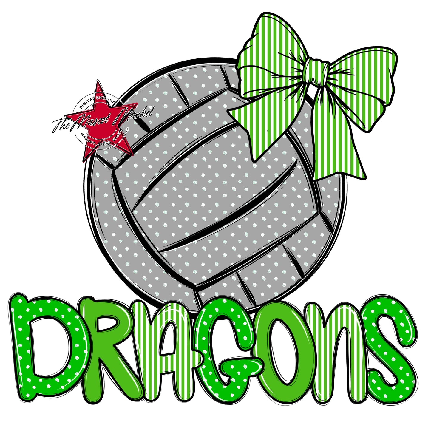 Dragons Volleyball Spirit Design-Bright Green