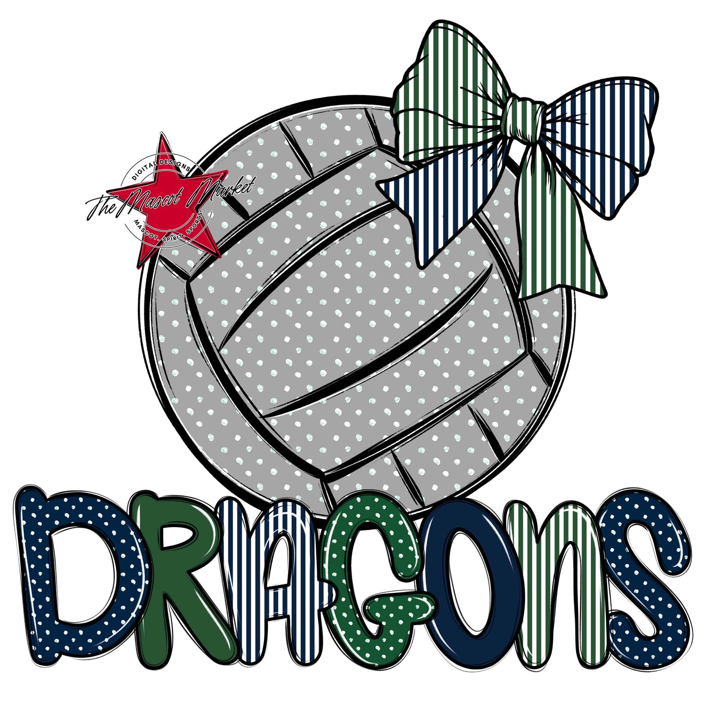 Dragons Volleyball Spirit Design-Navy & Green