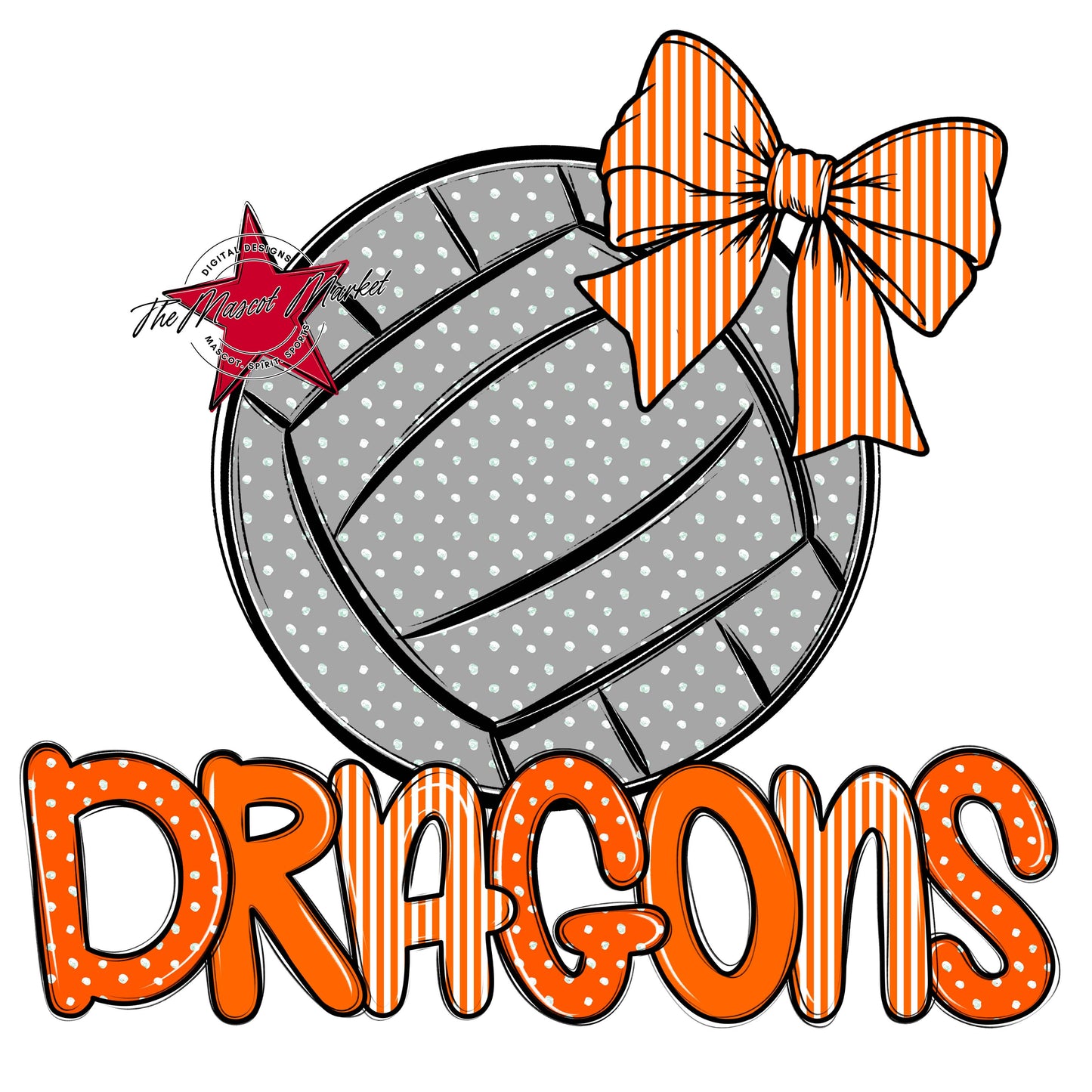 Dragons Volleyball Spirit Design-Orange
