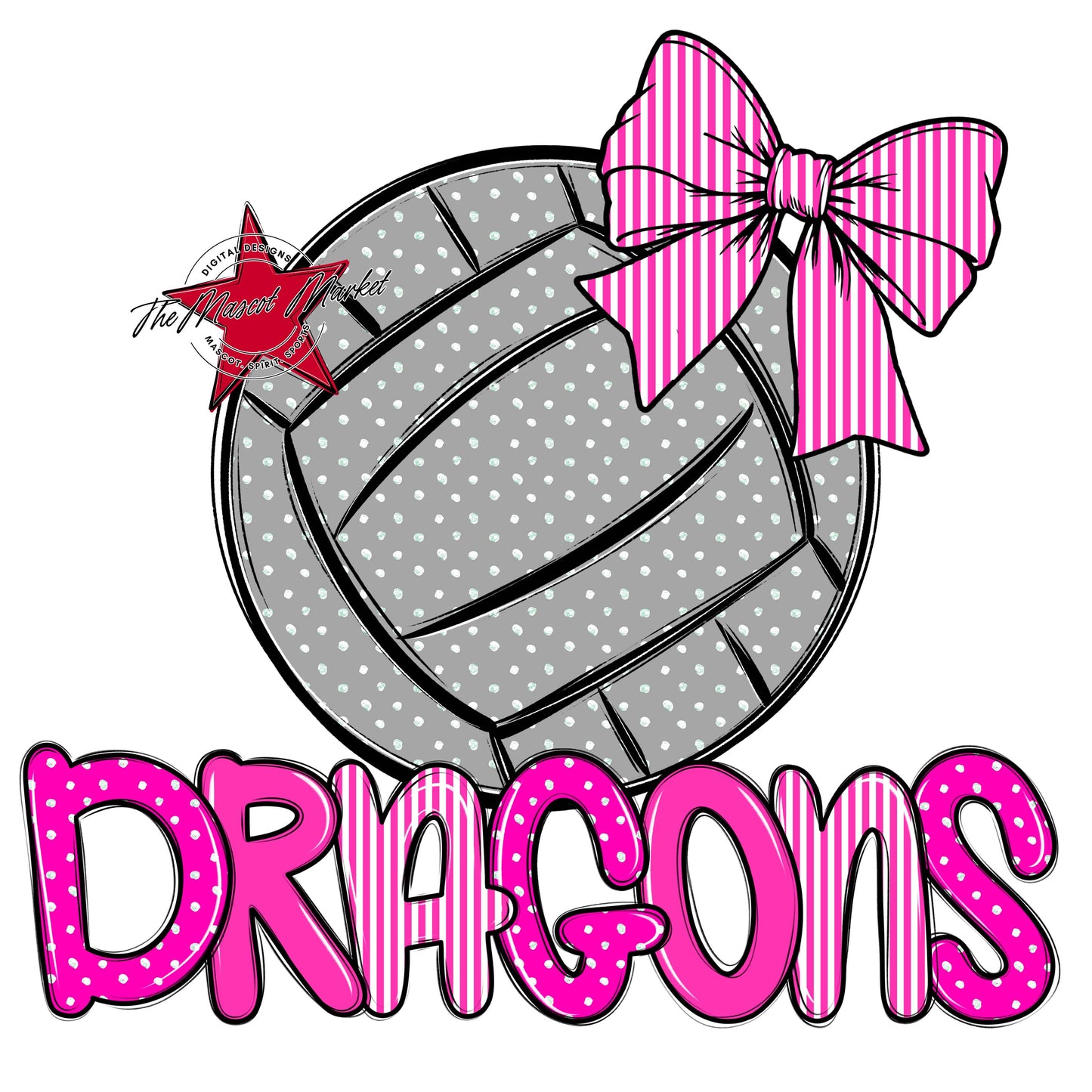 Dragons Volleyball Spirit Design-Pink