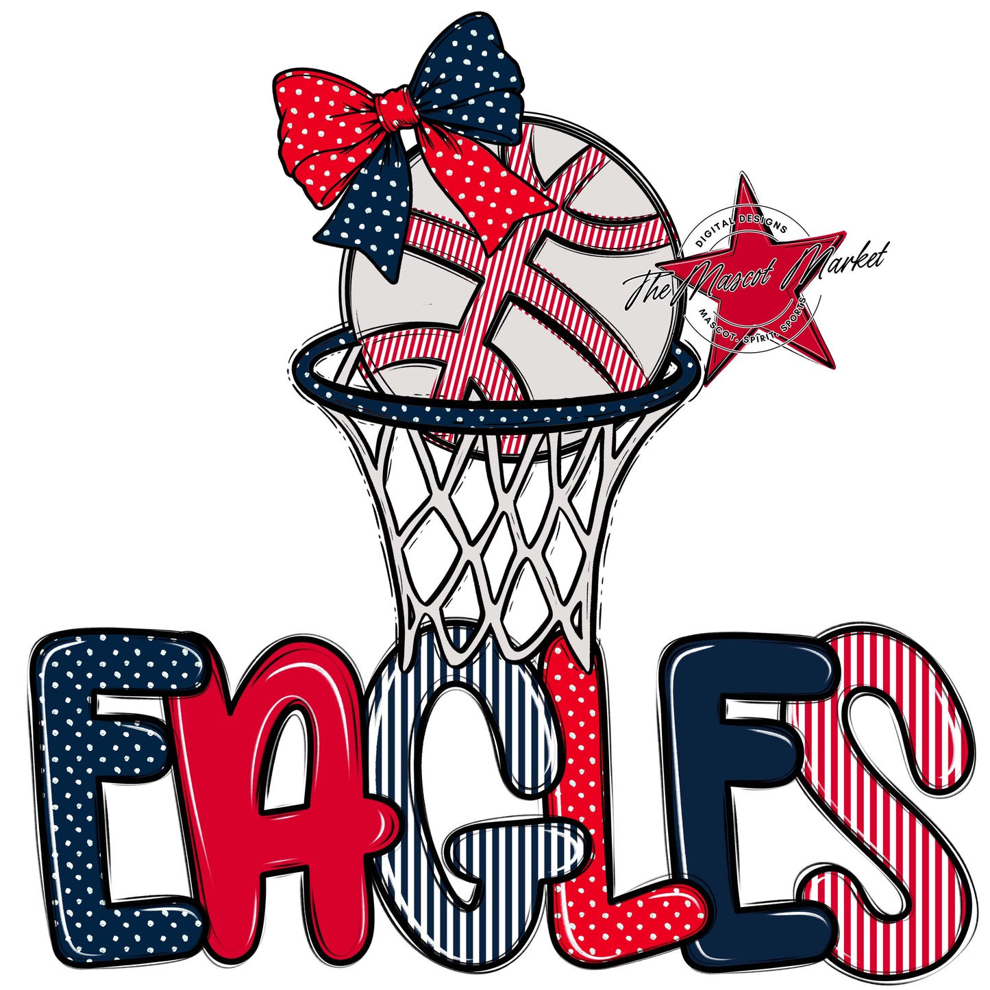 Eagles Basketball Spirit Design-Navy & Red