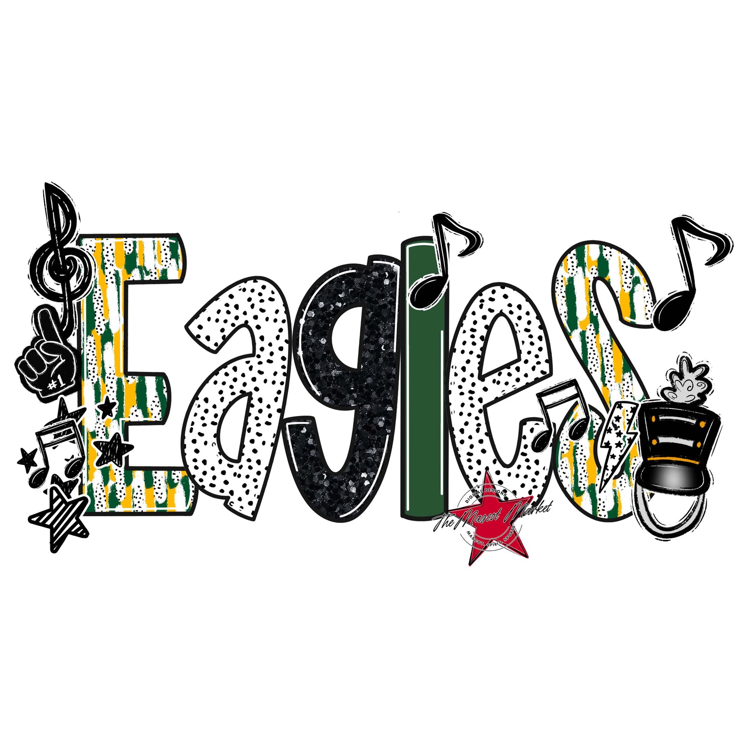 Eagles Band Scrape-Green & Yellow