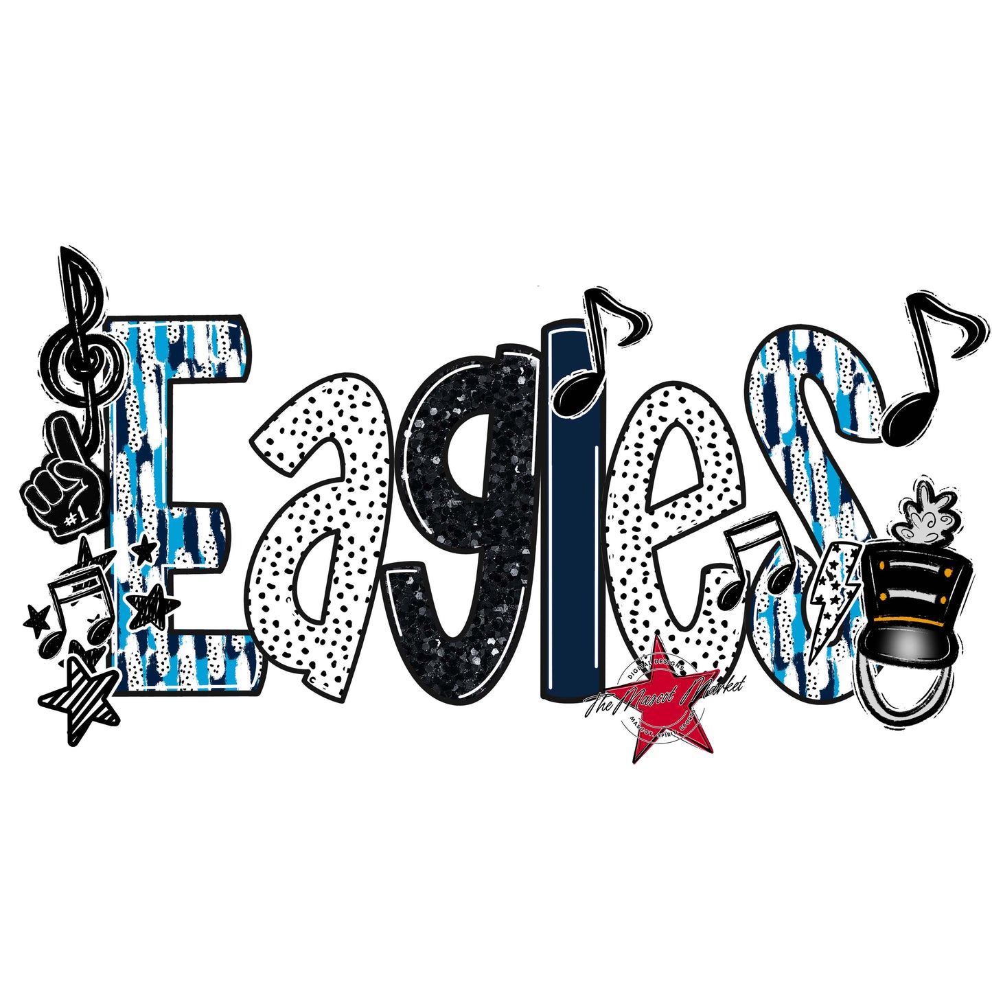 Eagles Band Scrape-Navy & Carolina Blue