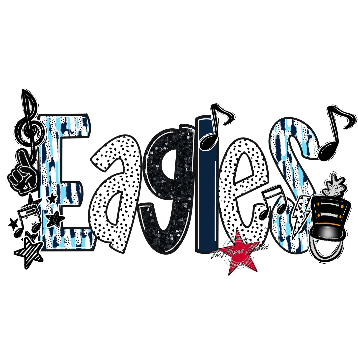 Eagles Band Scrape-Navy & Columbia Blue
