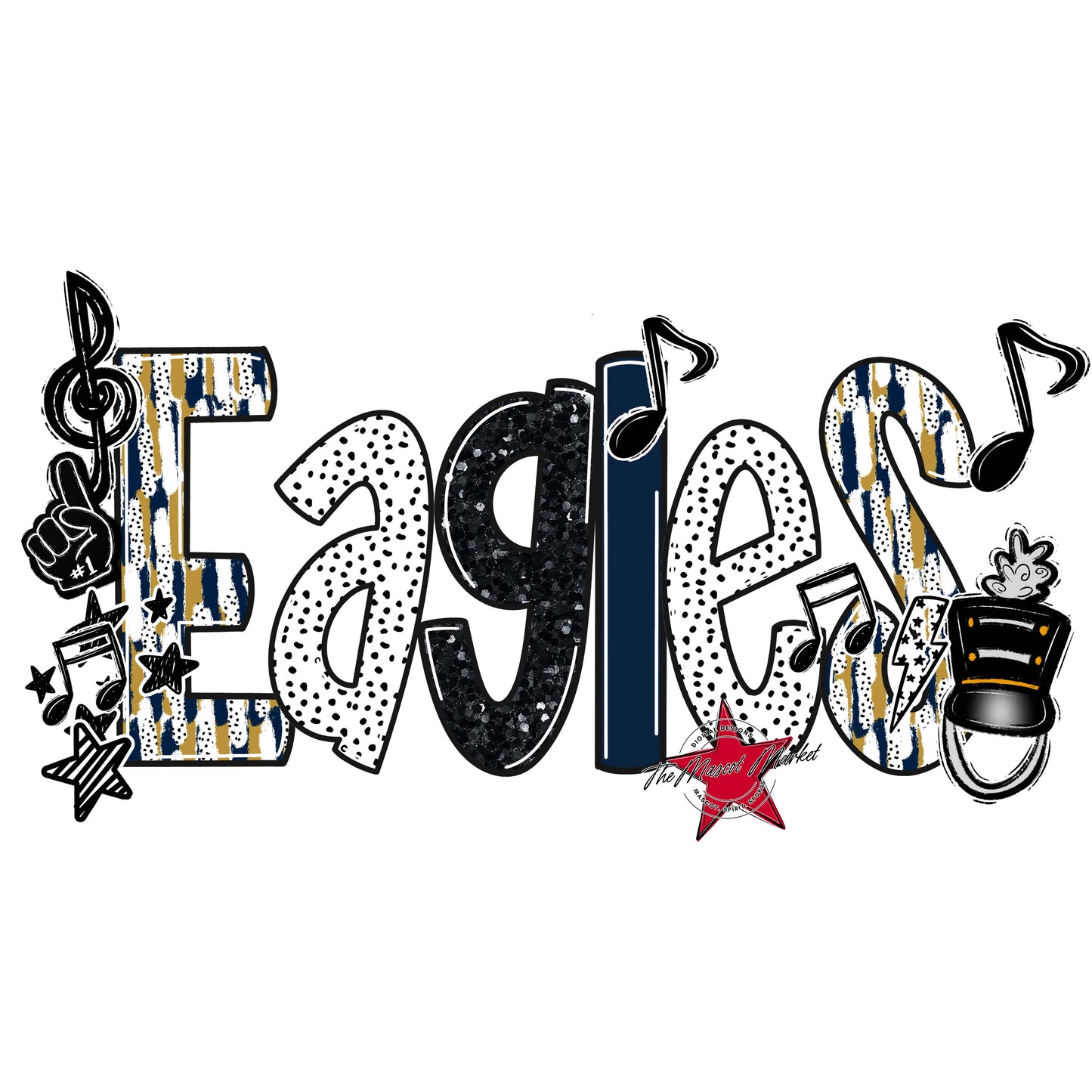 Eagles Band Scrape-Navy & Gold