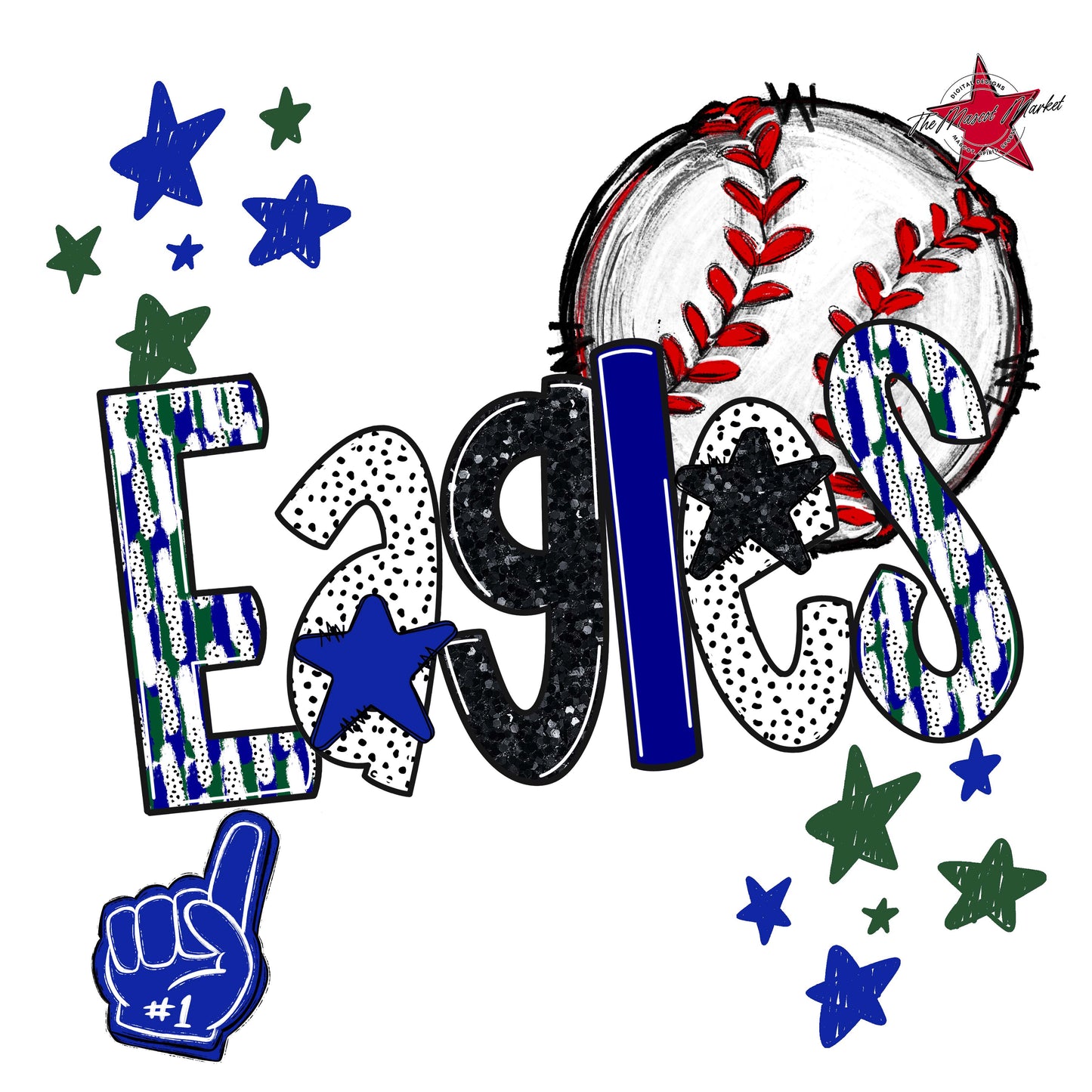 Eagles Baseball Scrape-Blue & Green