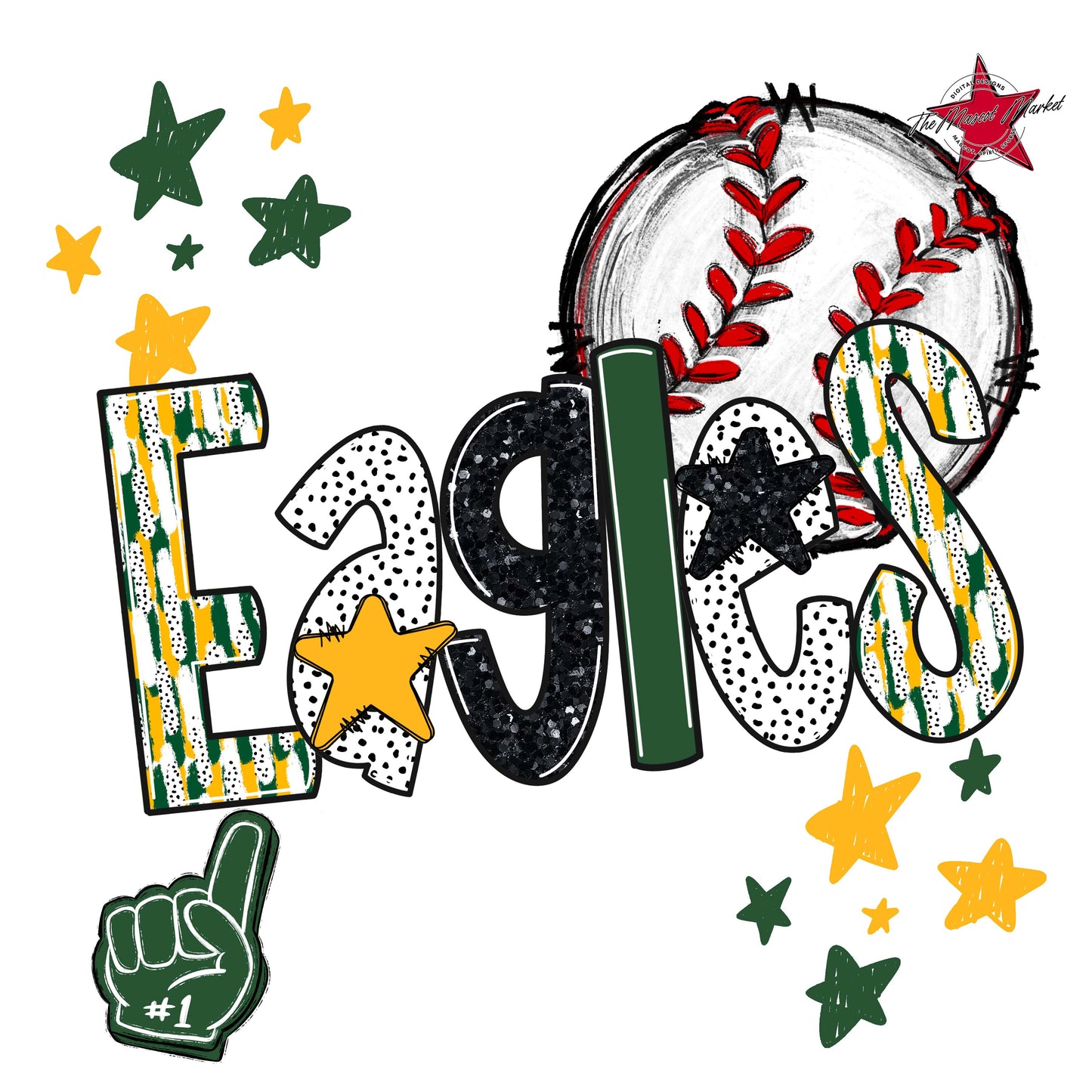Eagles Baseball Scrape-Green & Yellow