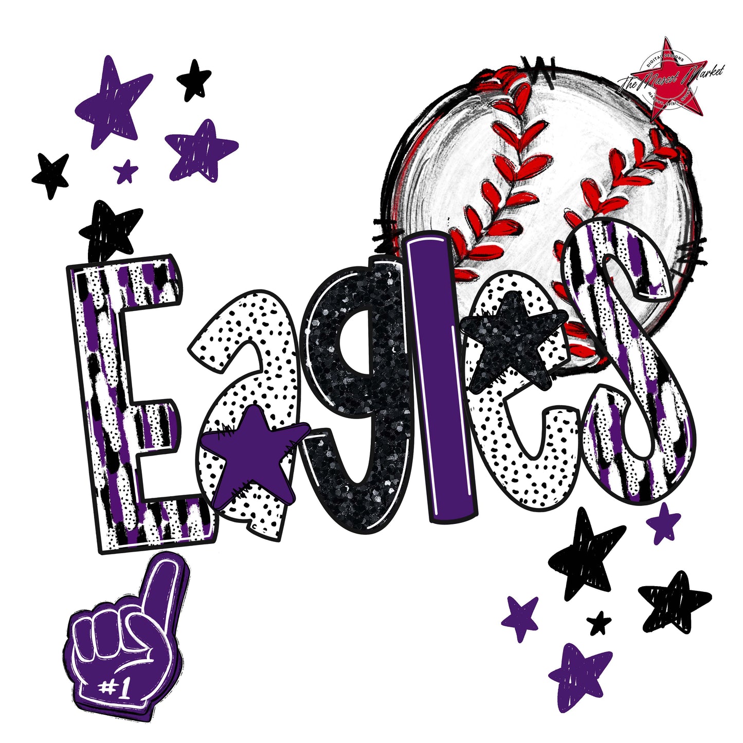 Eagles Baseball Scrape-Purple