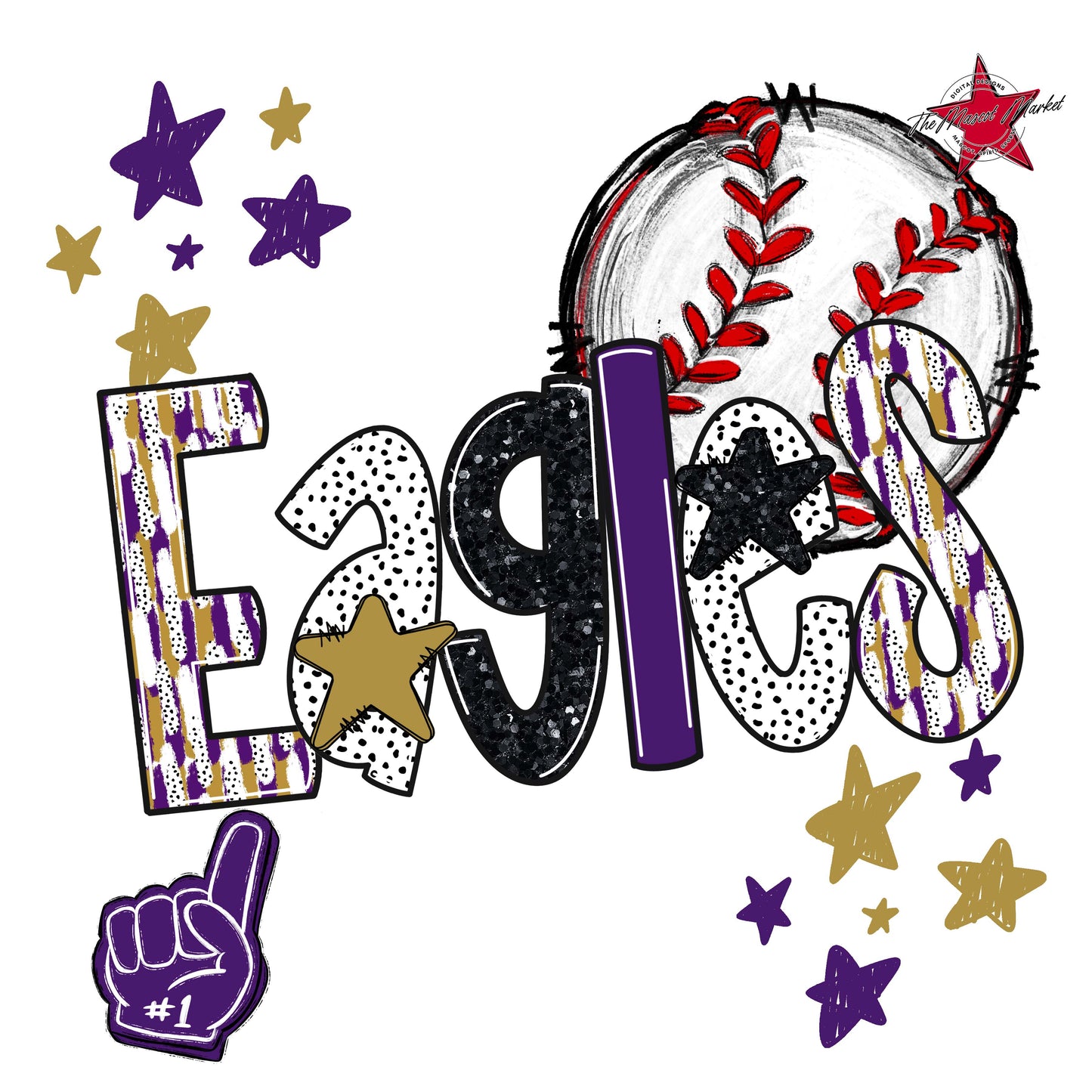 Eagles Baseball Scrape-Purple & Gold