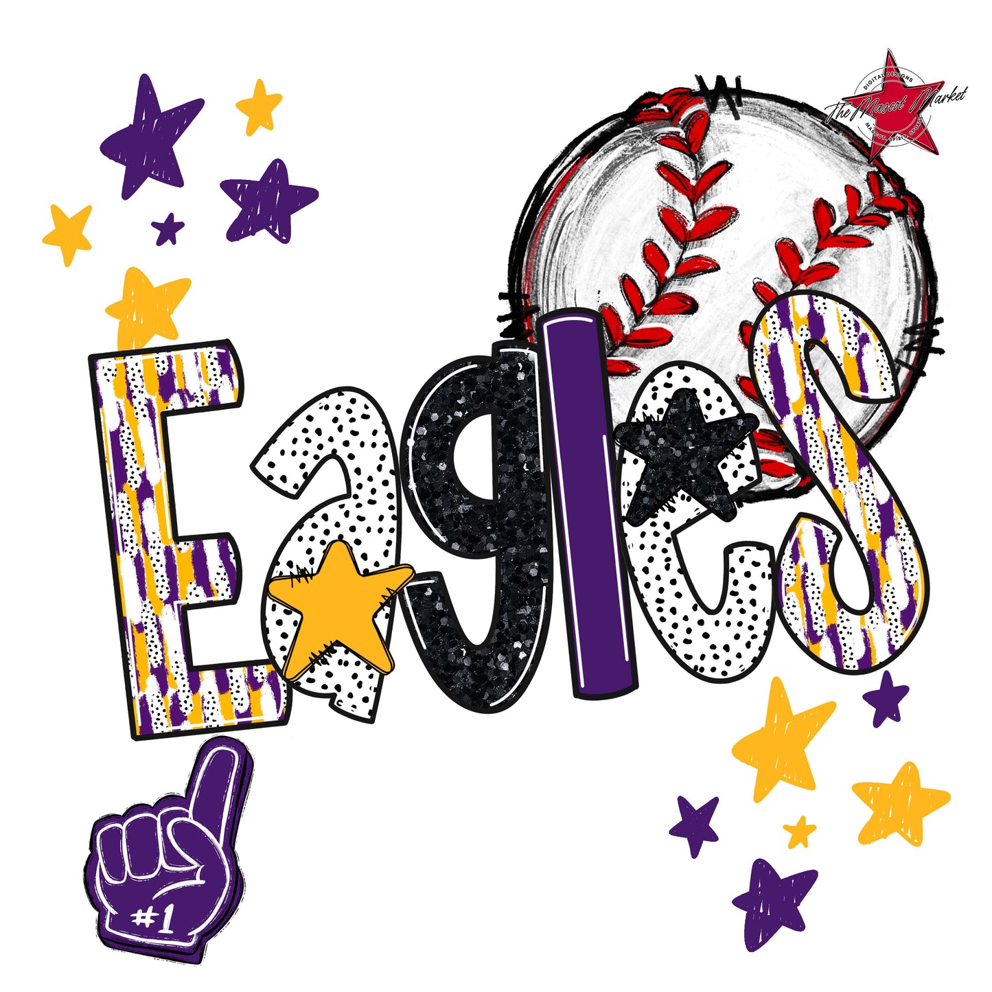 Eagles Baseball Scrape-Purple & Yellow