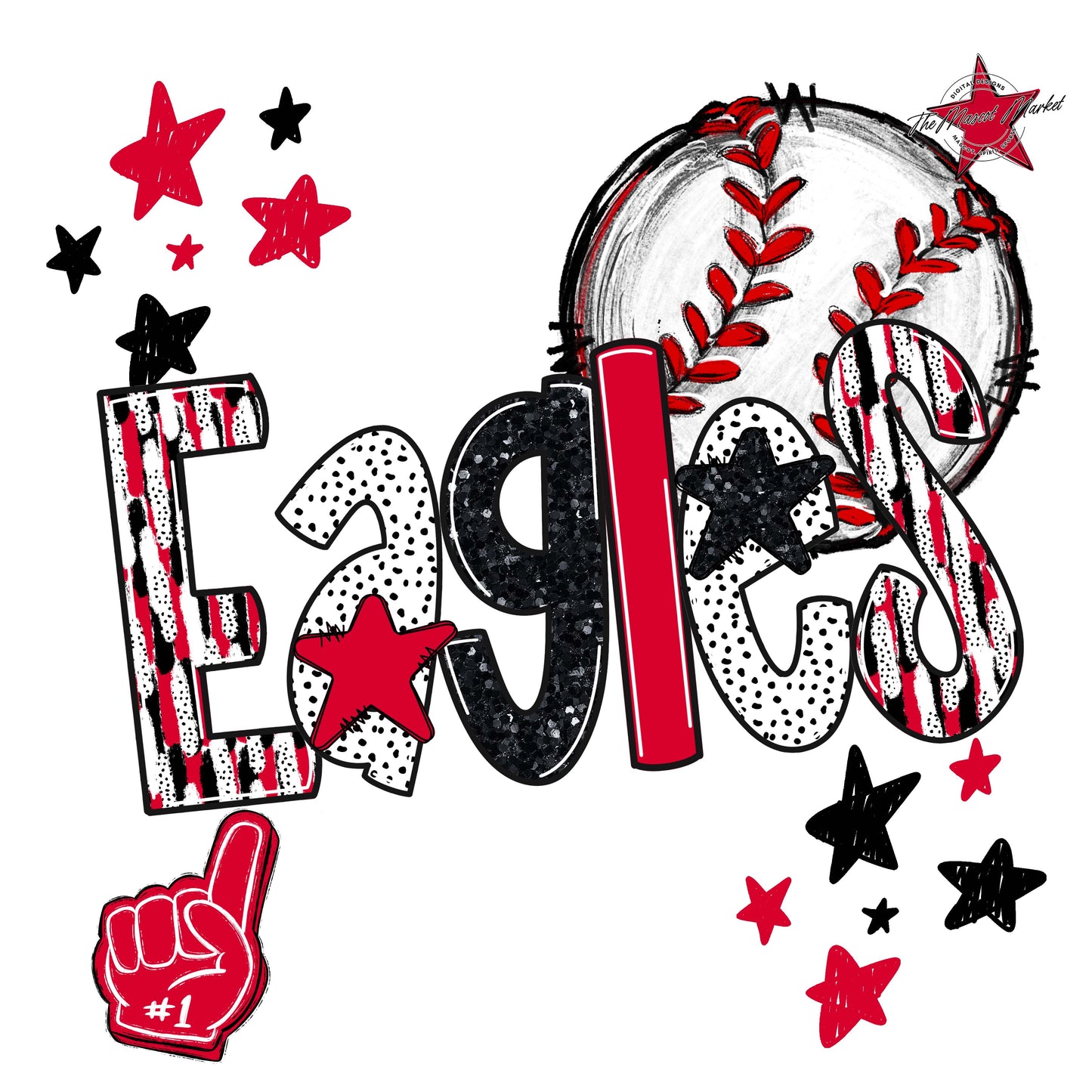 Eagles Baseball Scrape-Red