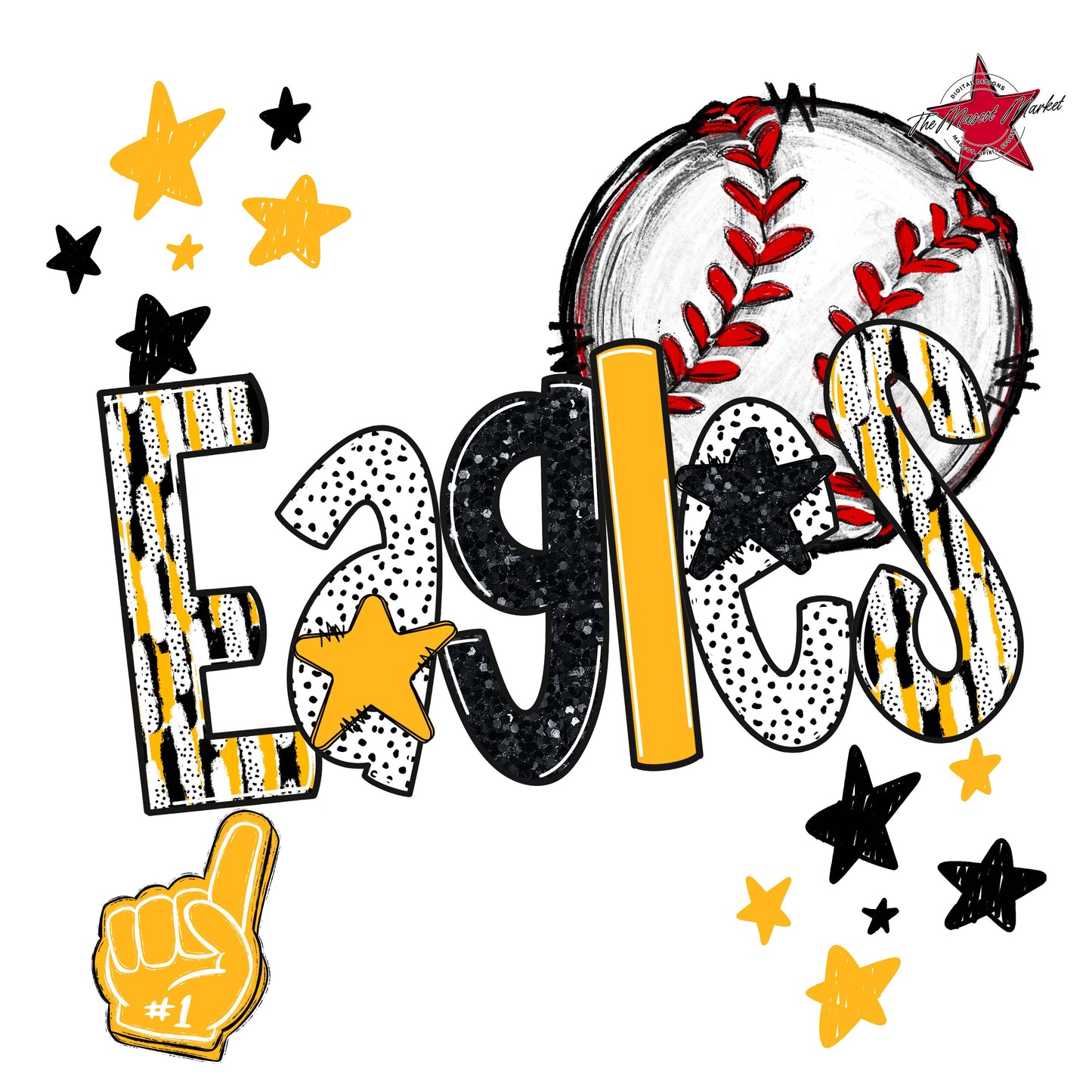 Eagles Baseball Scrape-Yellow