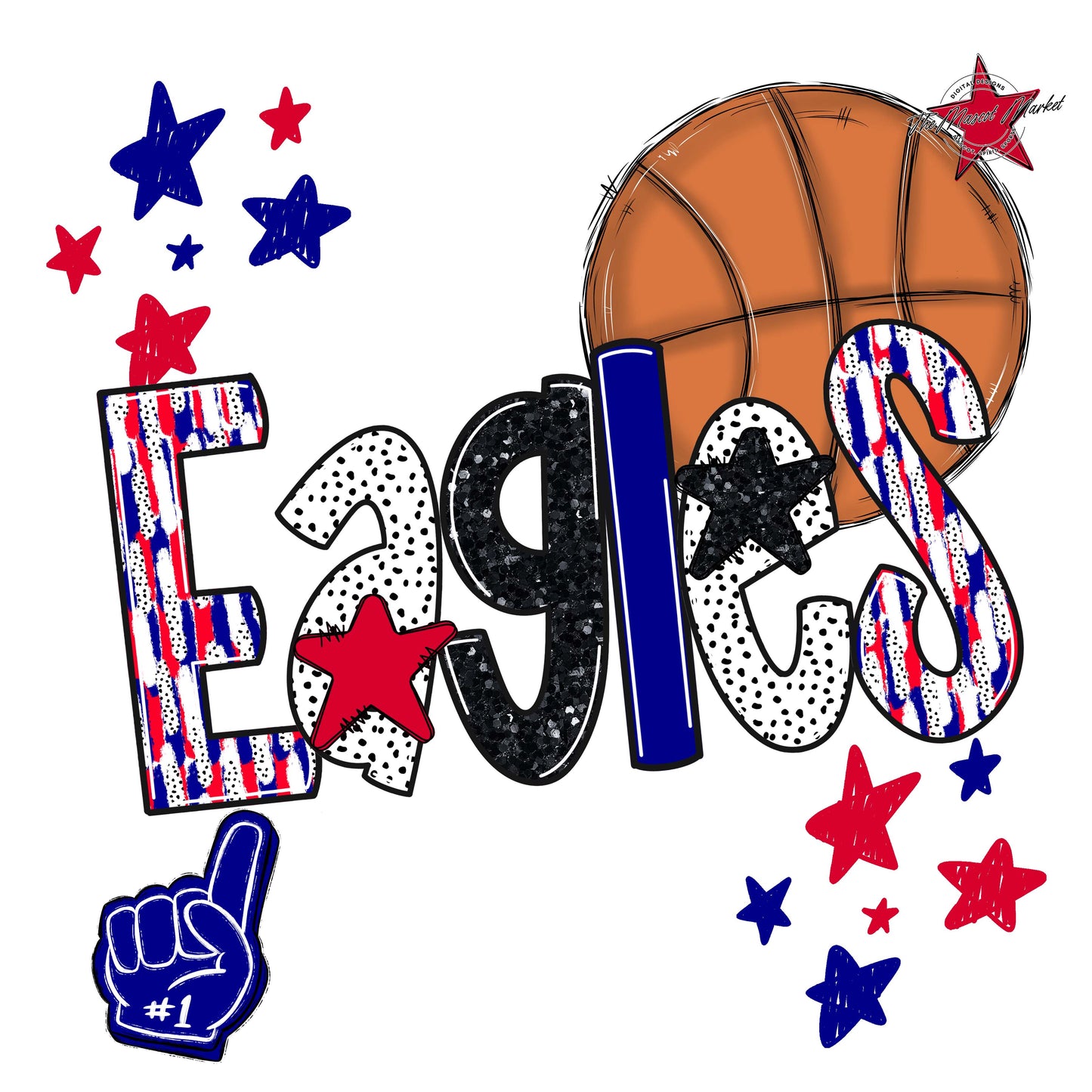 Eagles Basketball Scrape-Blue & Red