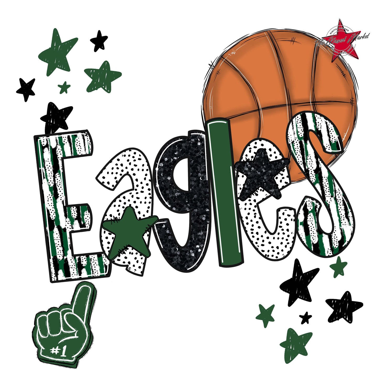 Eagles Basketball Scrape-Green
