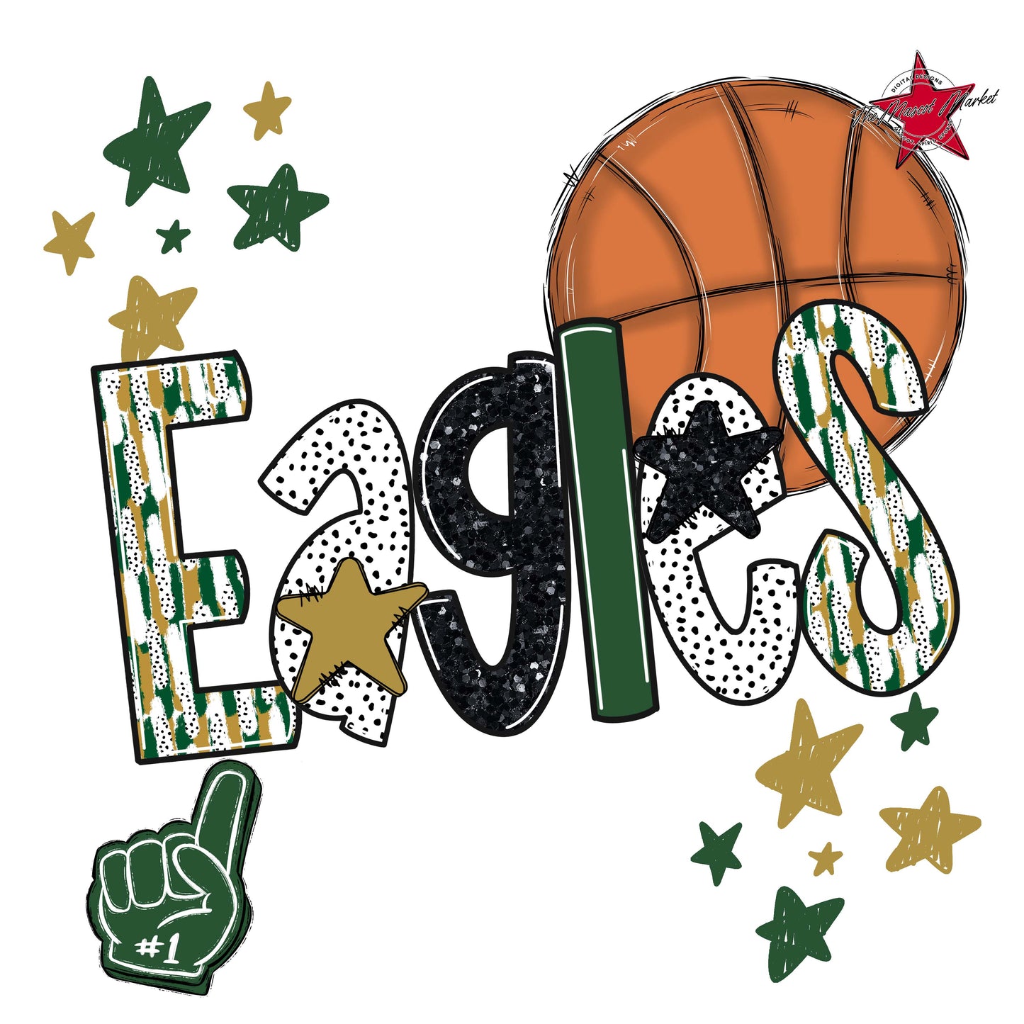 Eagles Basketball Scrape-Green & Gold