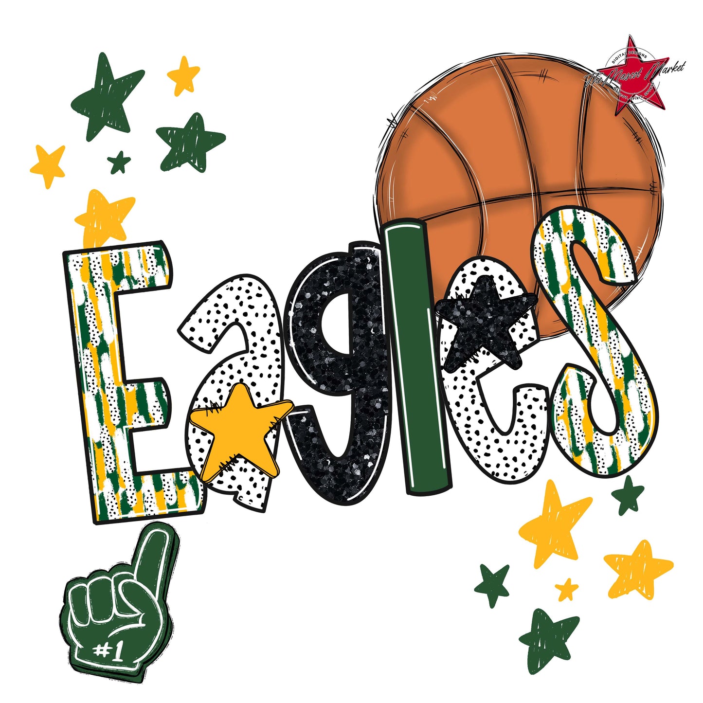 Eagles Basketball Scrape-Green & Yellow