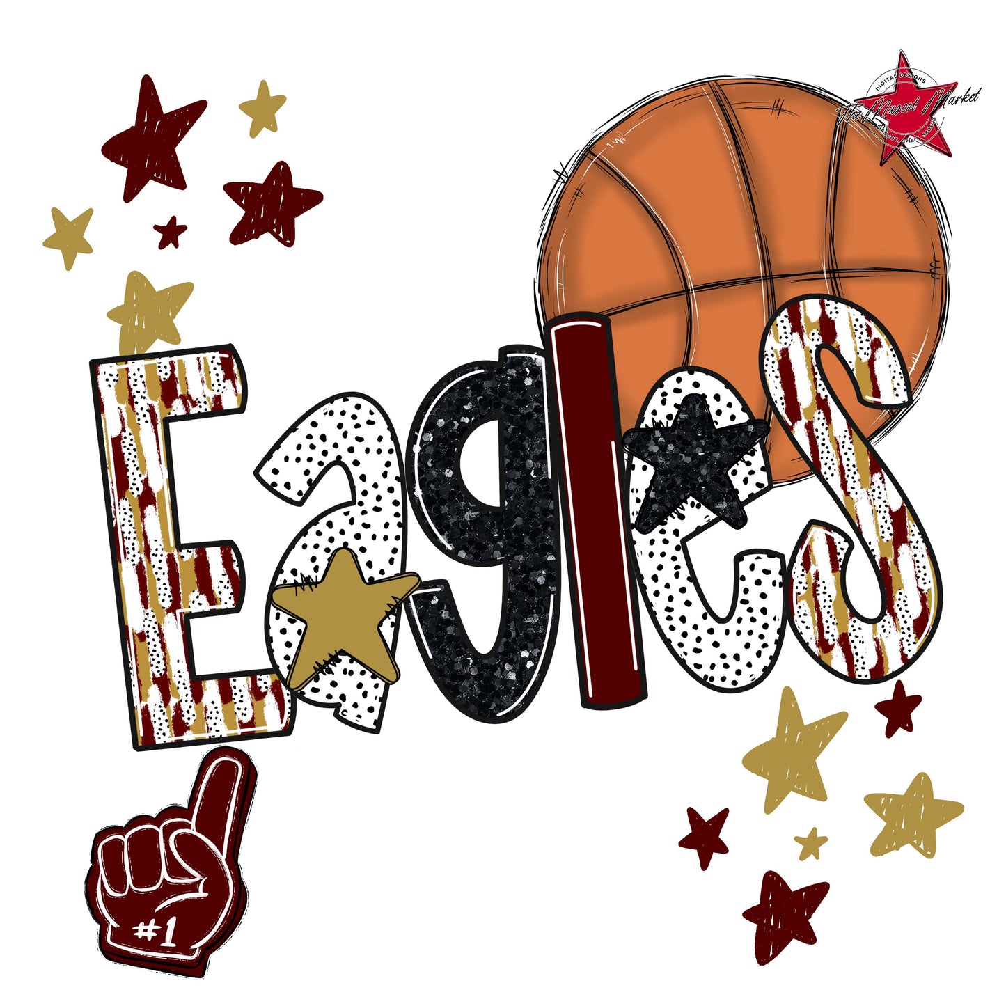 Eagles Basketball Scrape-Maroon & Gold