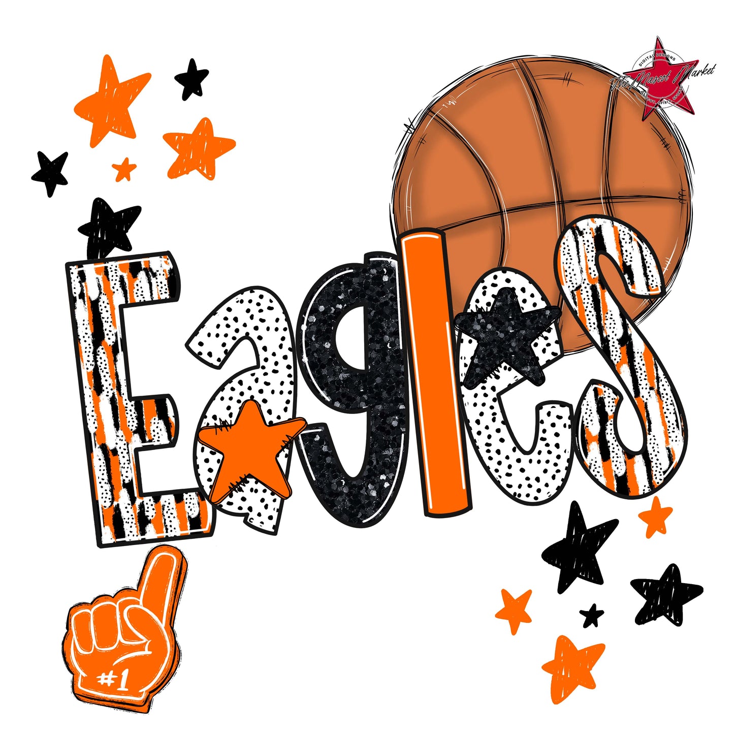 Eagles Basketball Scrape-Orange
